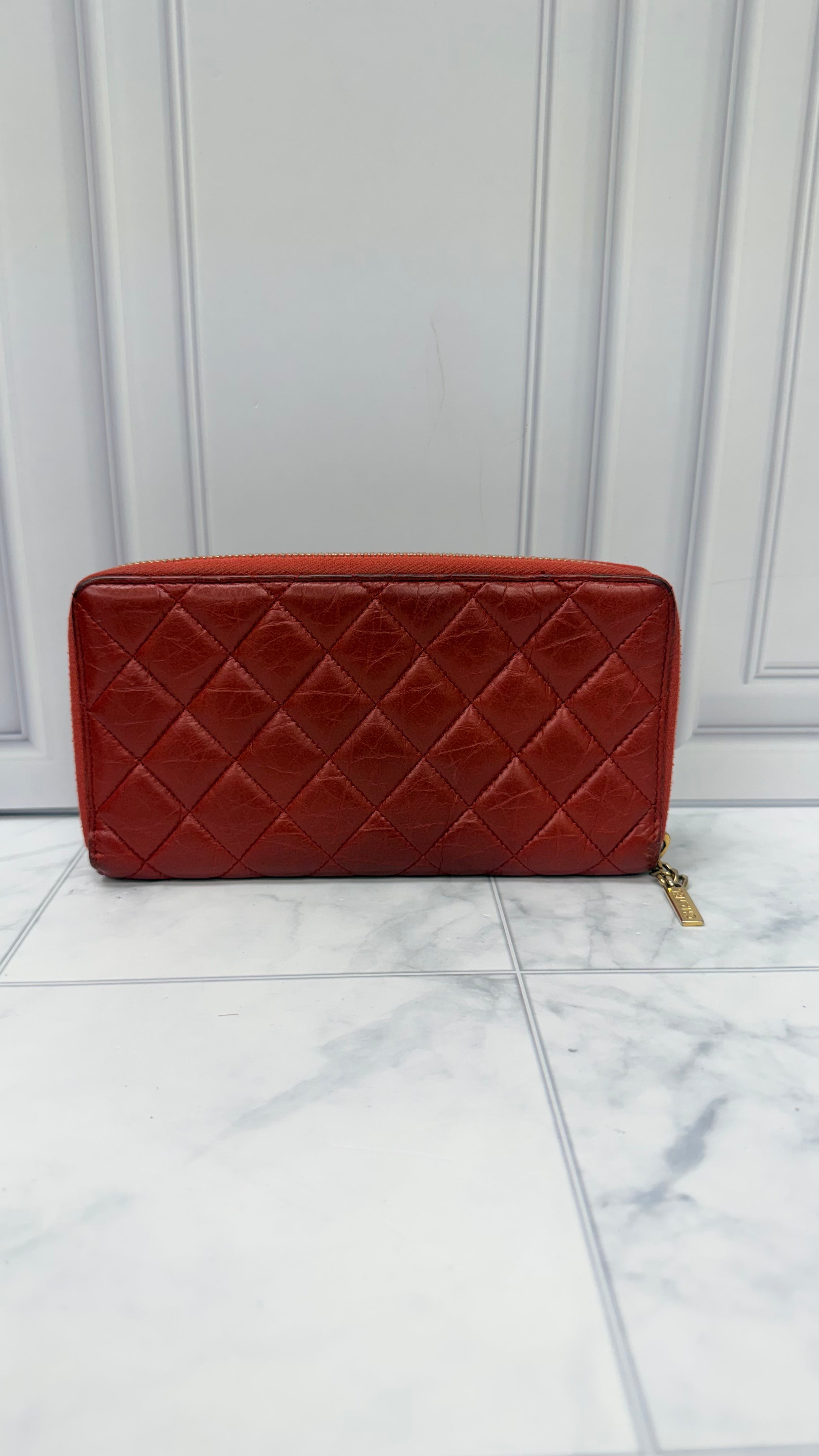 Chanel Burnt Orange Leather Reissue Zippy Wallet