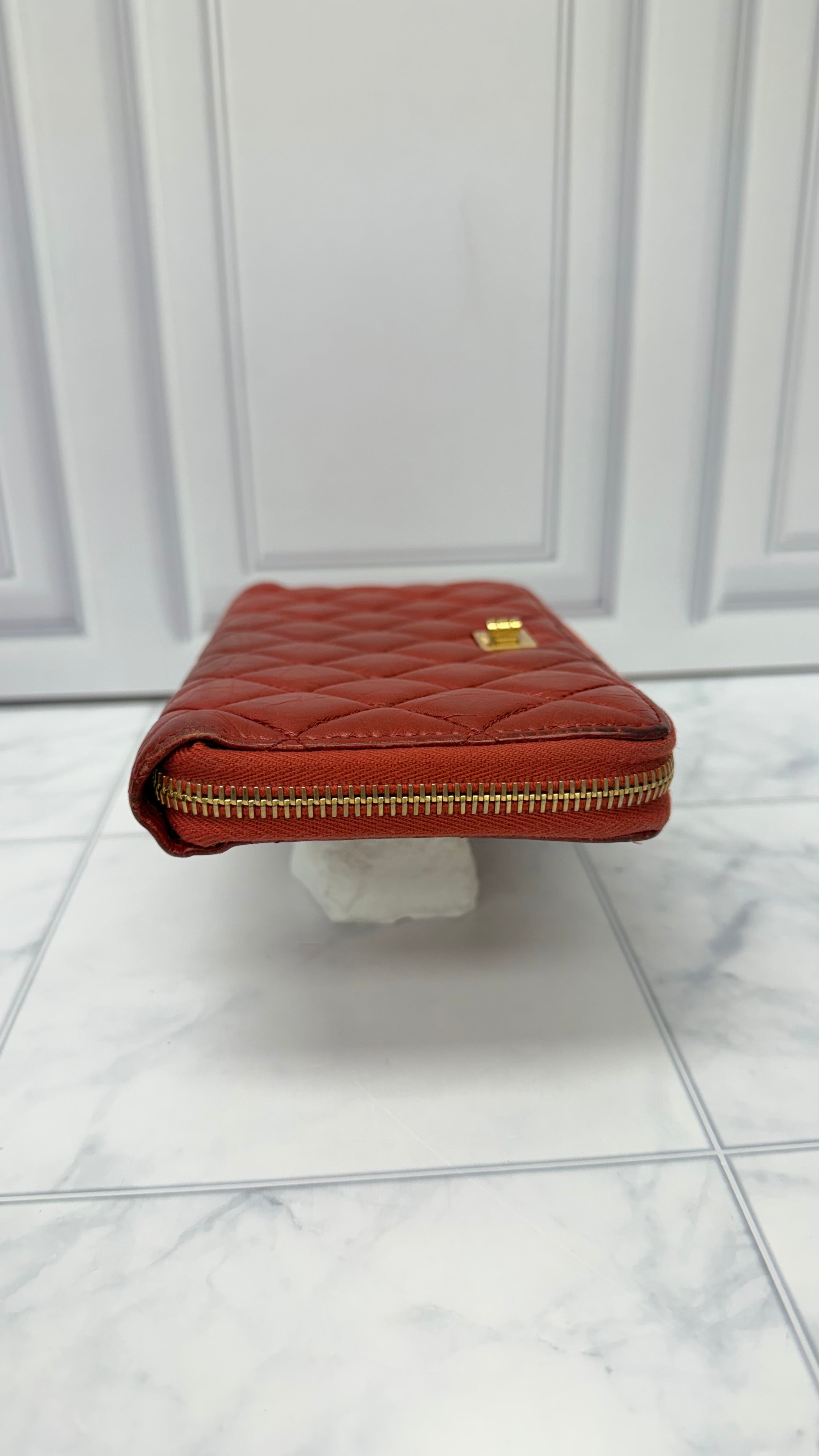 Chanel Burnt Orange Leather Reissue Zippy Wallet