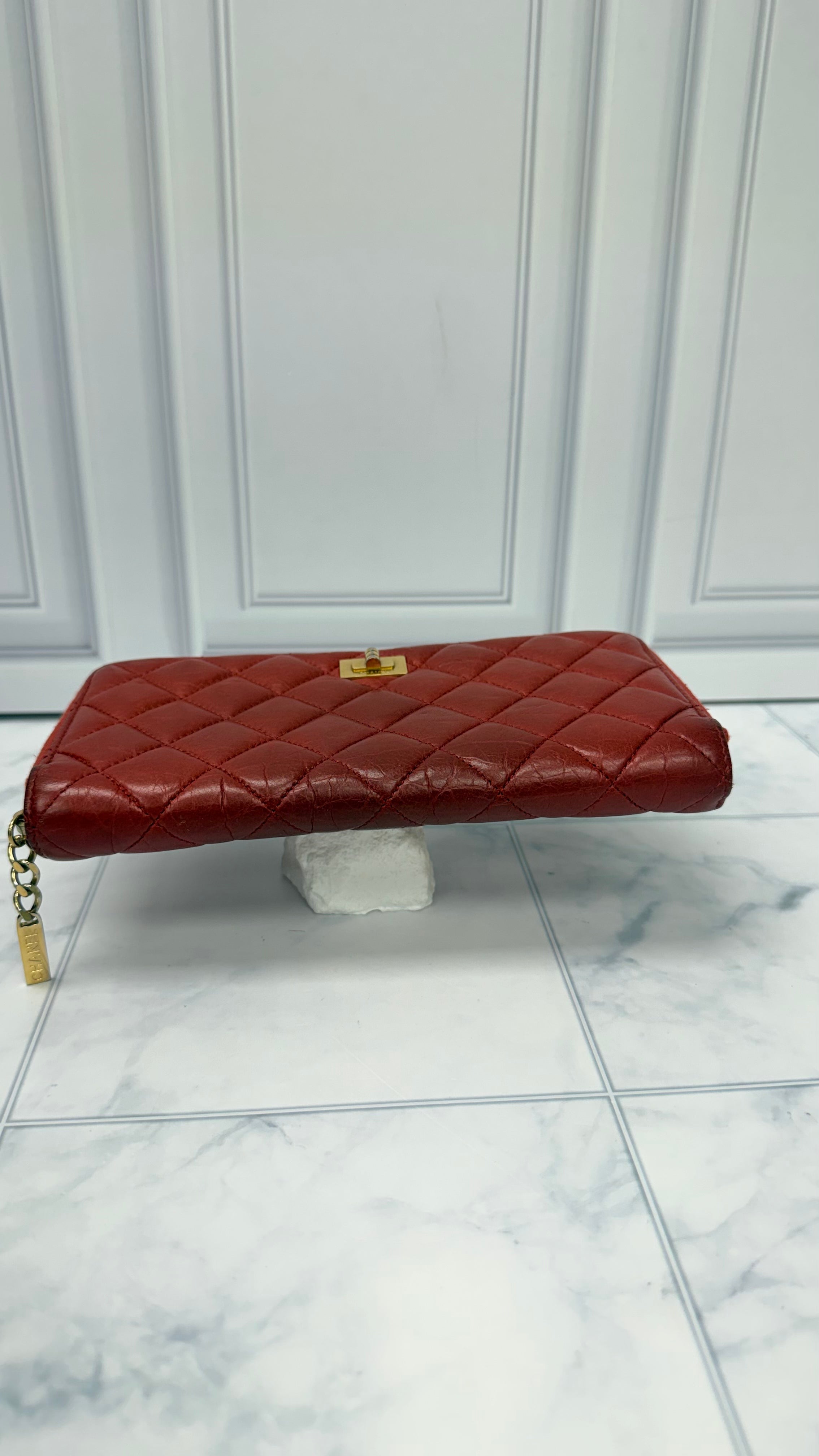 Chanel Burnt Orange Leather Reissue Zippy Wallet