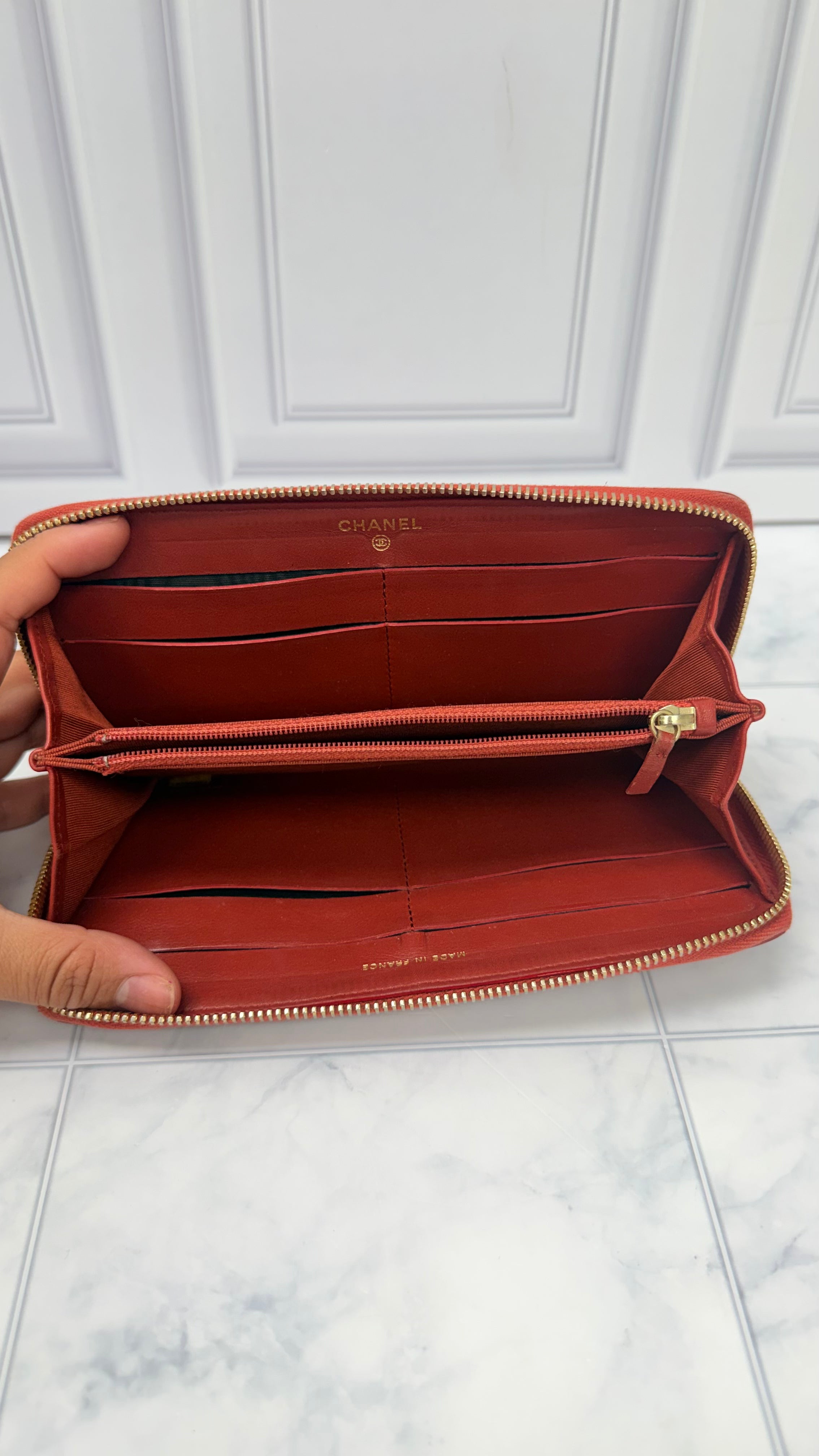 Chanel Burnt Orange Leather Reissue Zippy Wallet