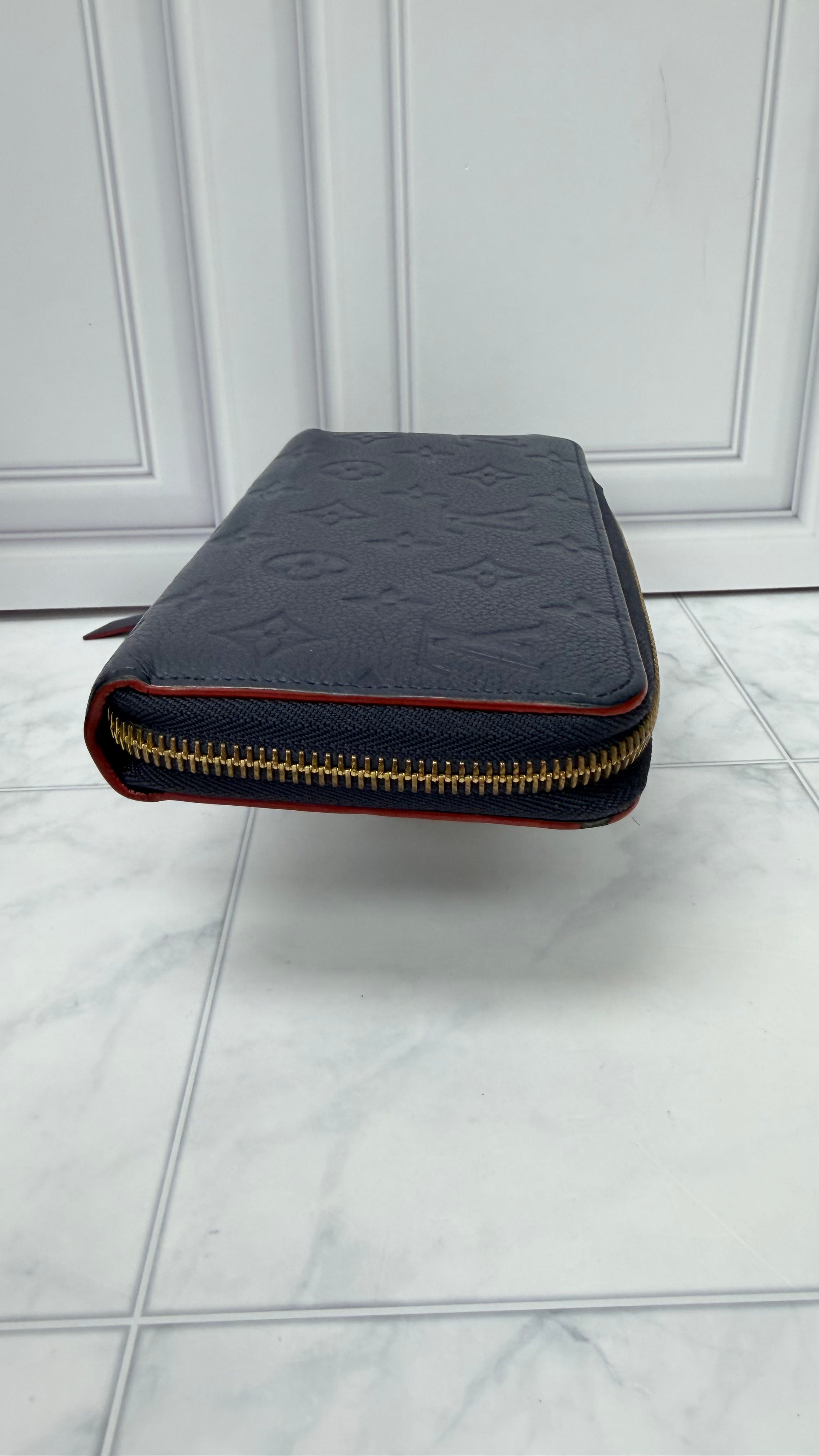 Louis Vuitton Monogram Navy Blue Empreinte Leather Zippy Wallet