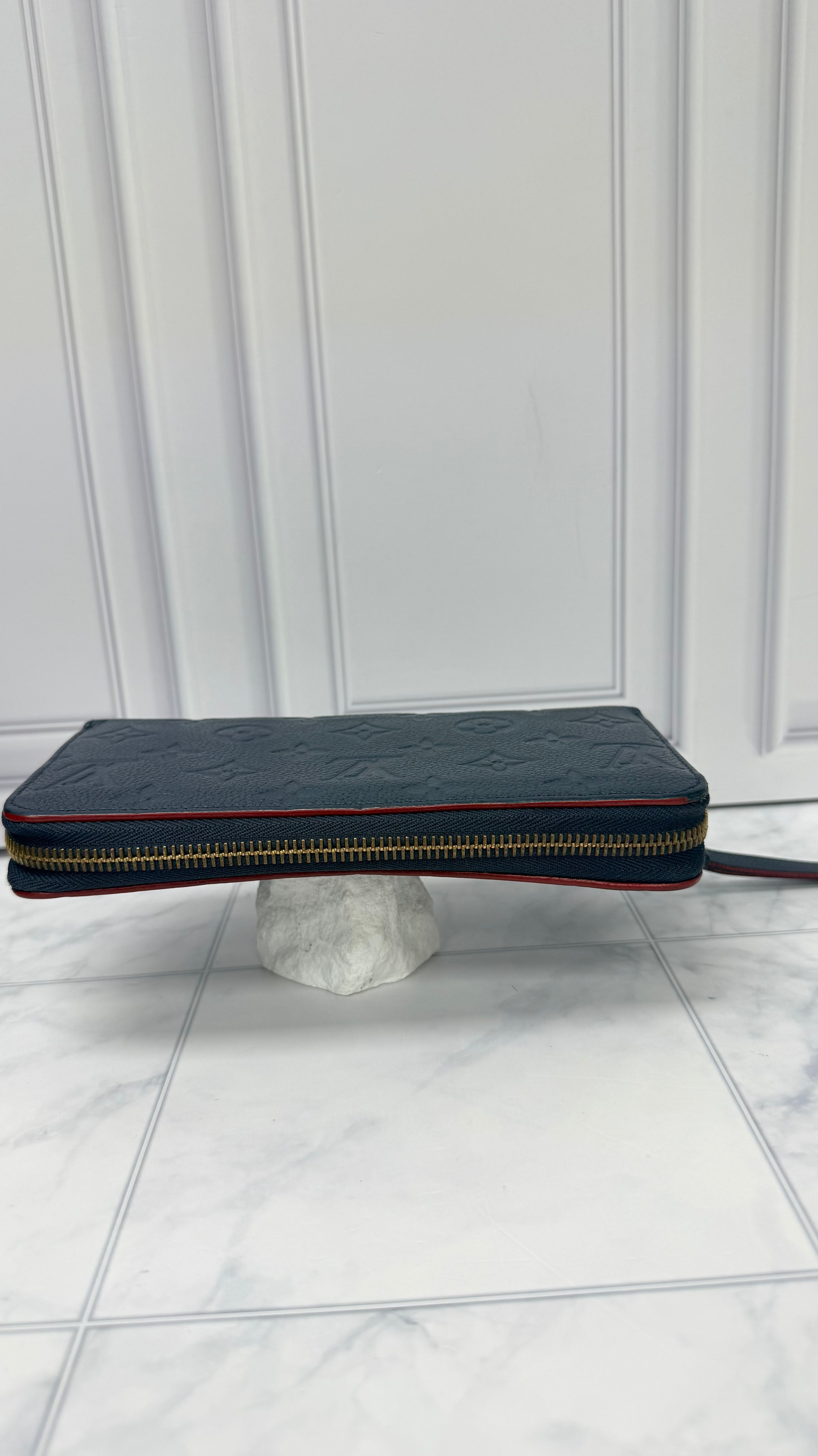 Louis Vuitton Monogram Navy Blue Empreinte Leather Zippy Wallet
