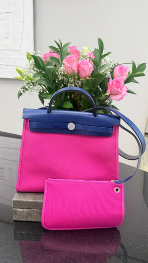 Hermes Purple Toile Canvas Herbag Zippy Wallet 31 Handbag
