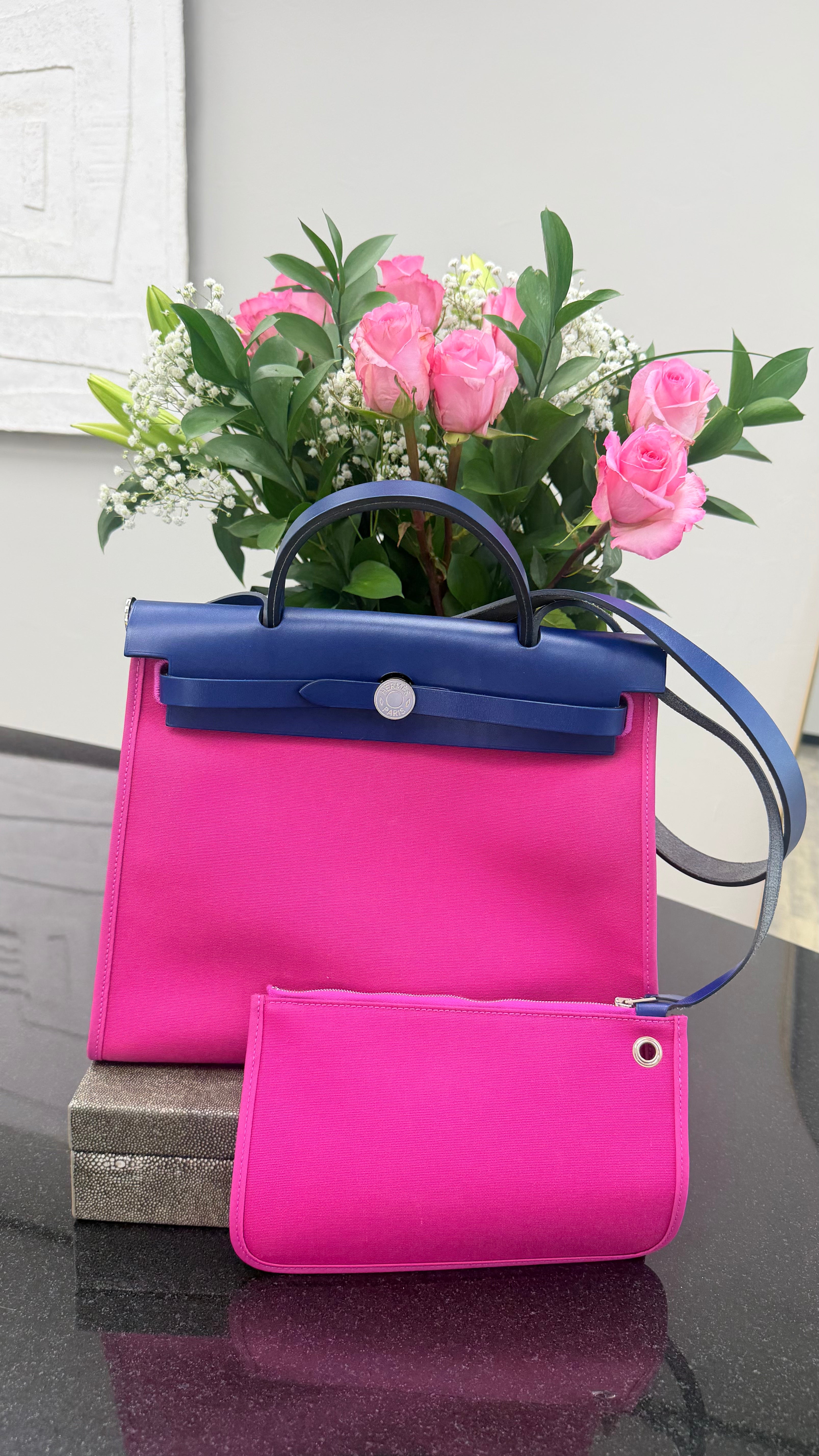 Hermes Purple Toile Canvas Herbag Zippy Wallet 31 Handbag