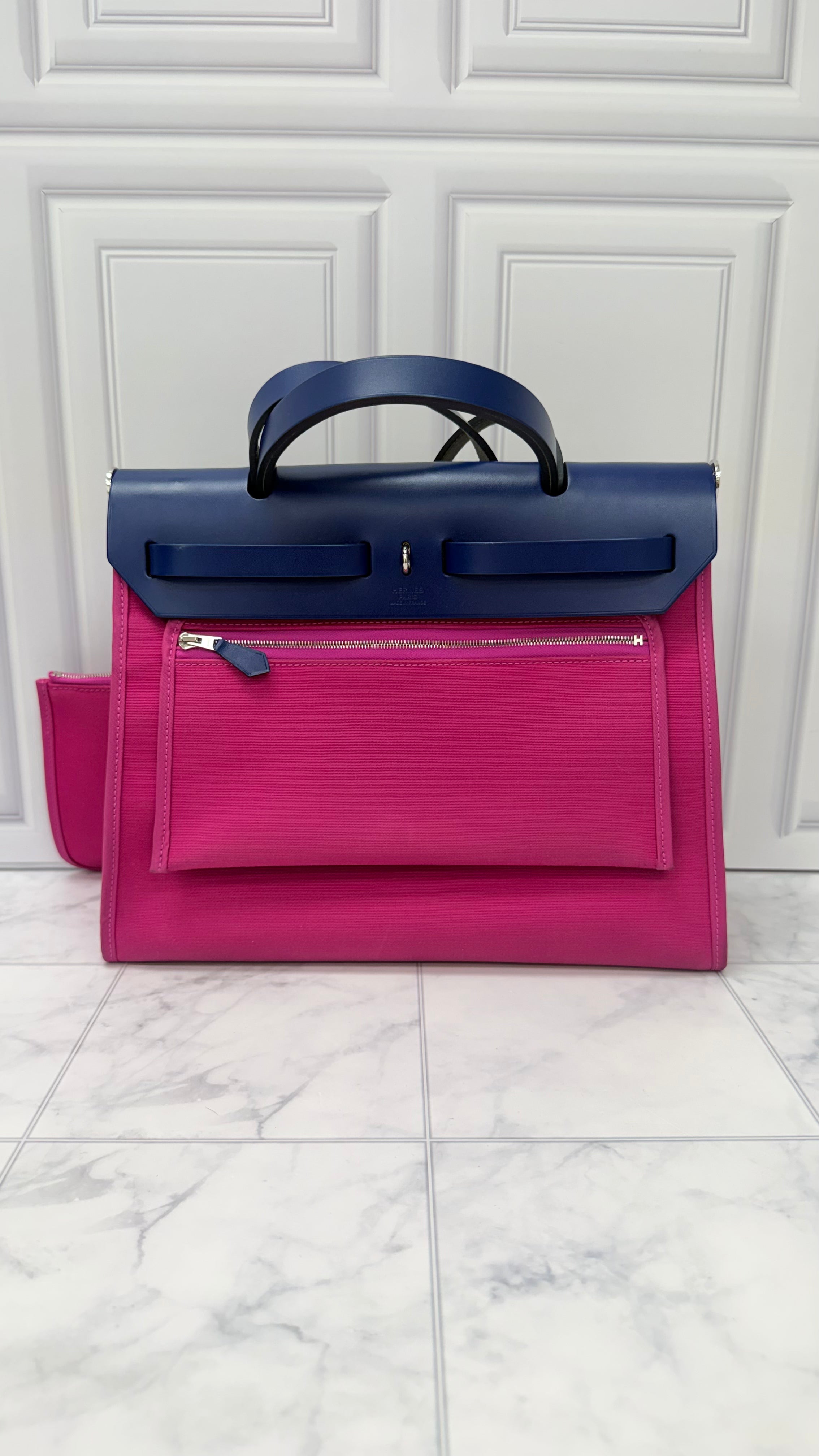Hermes Purple Toile Canvas Herbag Zippy Wallet 31 Handbag