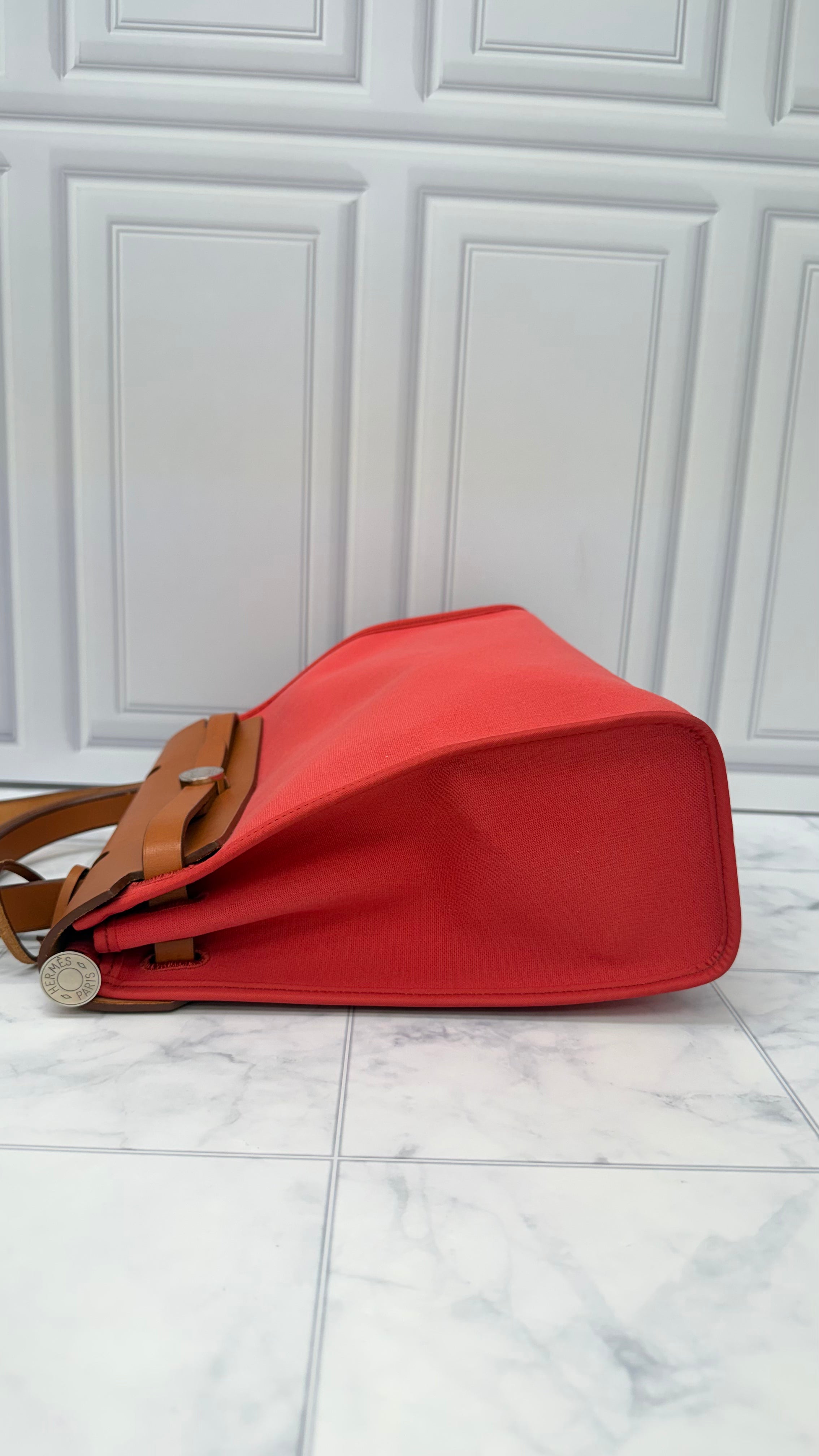Hermes Red Toile Canvas Herbag Zip 31 Handbag
