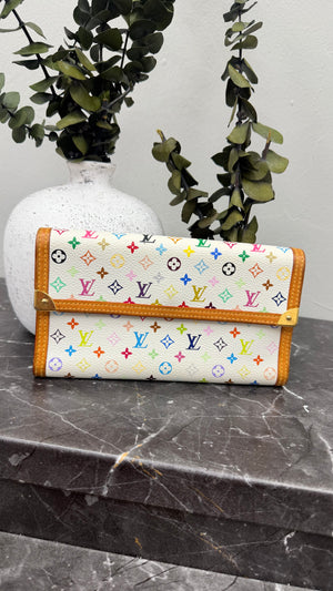 Louis Vuitton White Multicolor Monogram International Wallet