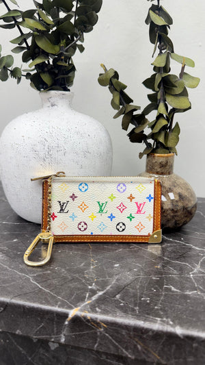 Louis Vuitton White Multicolor Monogram Key Cles