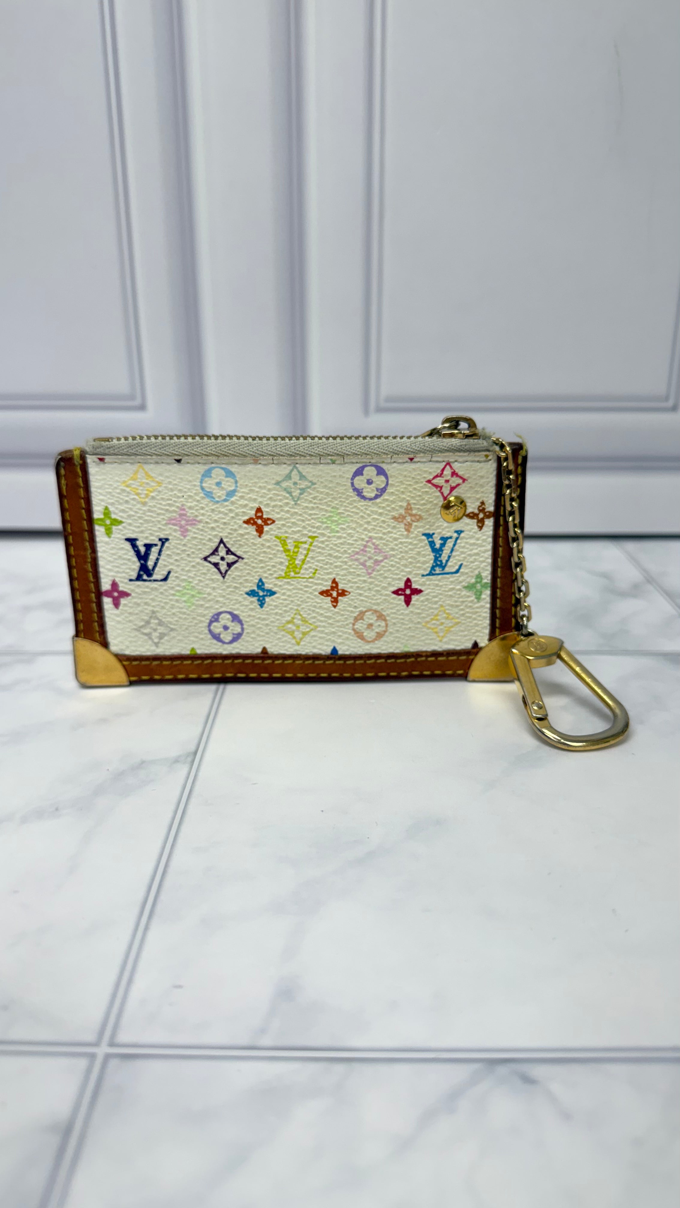 Louis Vuitton White Multicolor Monogram Key Cles