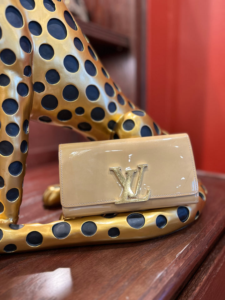Louis Vuitton Beige Patent Leather Louis Long Wallet