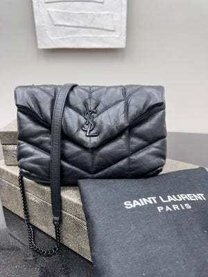 *DONS DROP* Saint Laurent YSL Black Quilted Lambskin Leather Toy Puffer Shoulder Bag