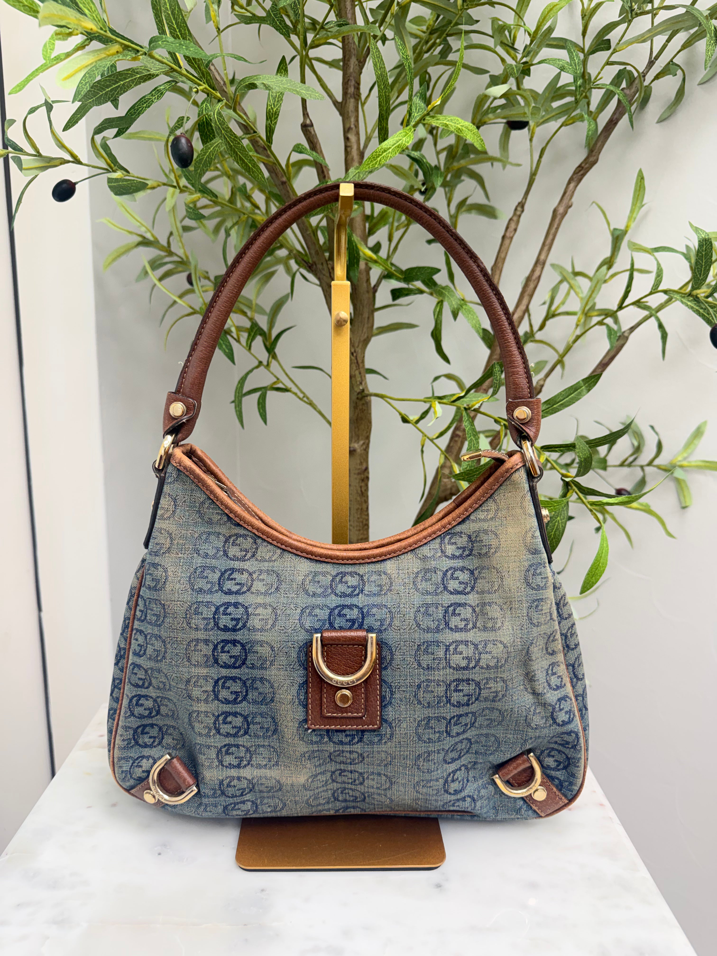 Gucci Blue GG Denim Abby Shoulder Bag