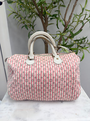 Louis Vuitton Monogram Pink Canvas Mini Lin Croisette Speedy 30 Bag