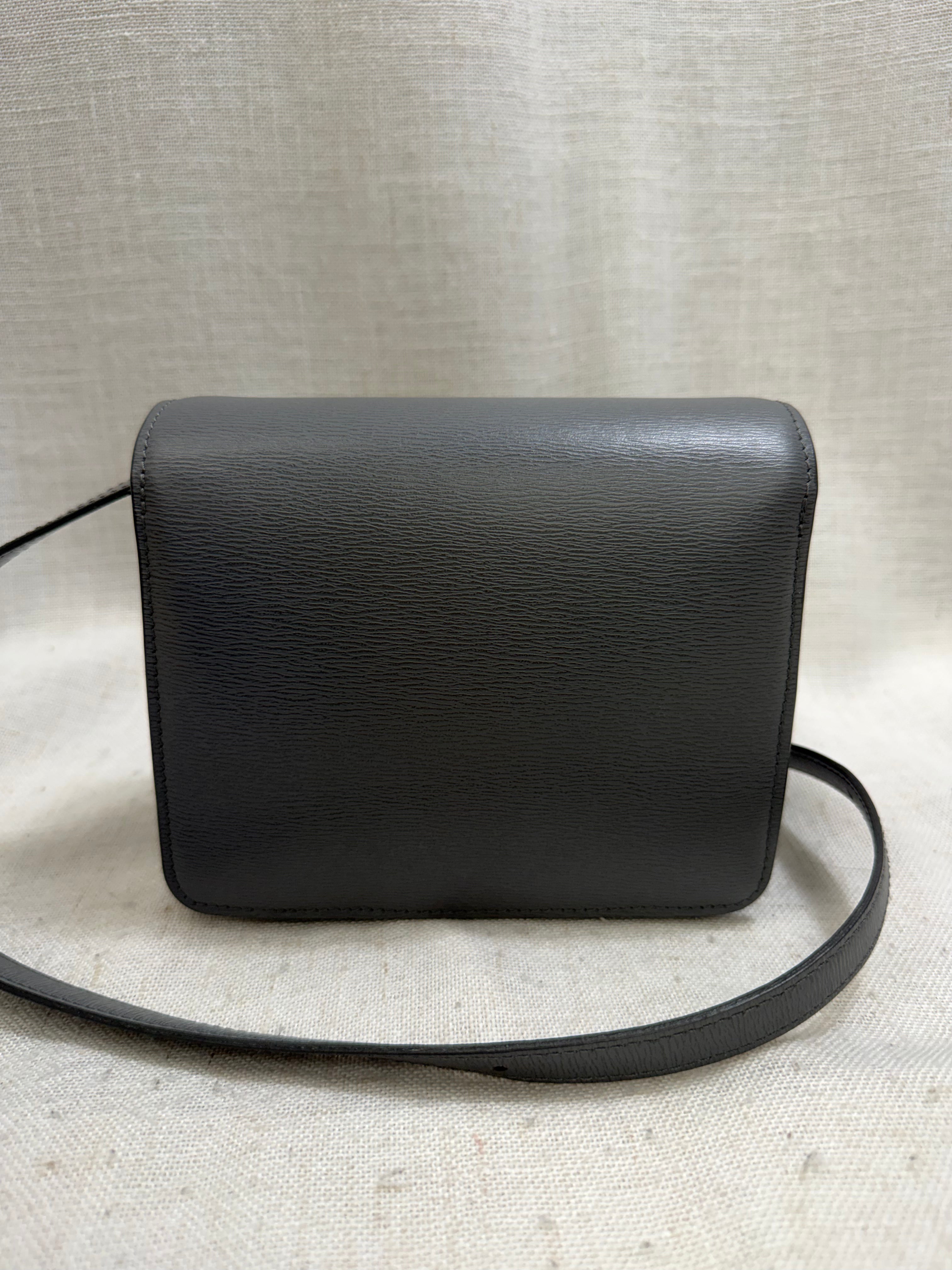 LIKE NEW - Celine Grey Liege Calfskin Leather Classic Small Box Flap Bag