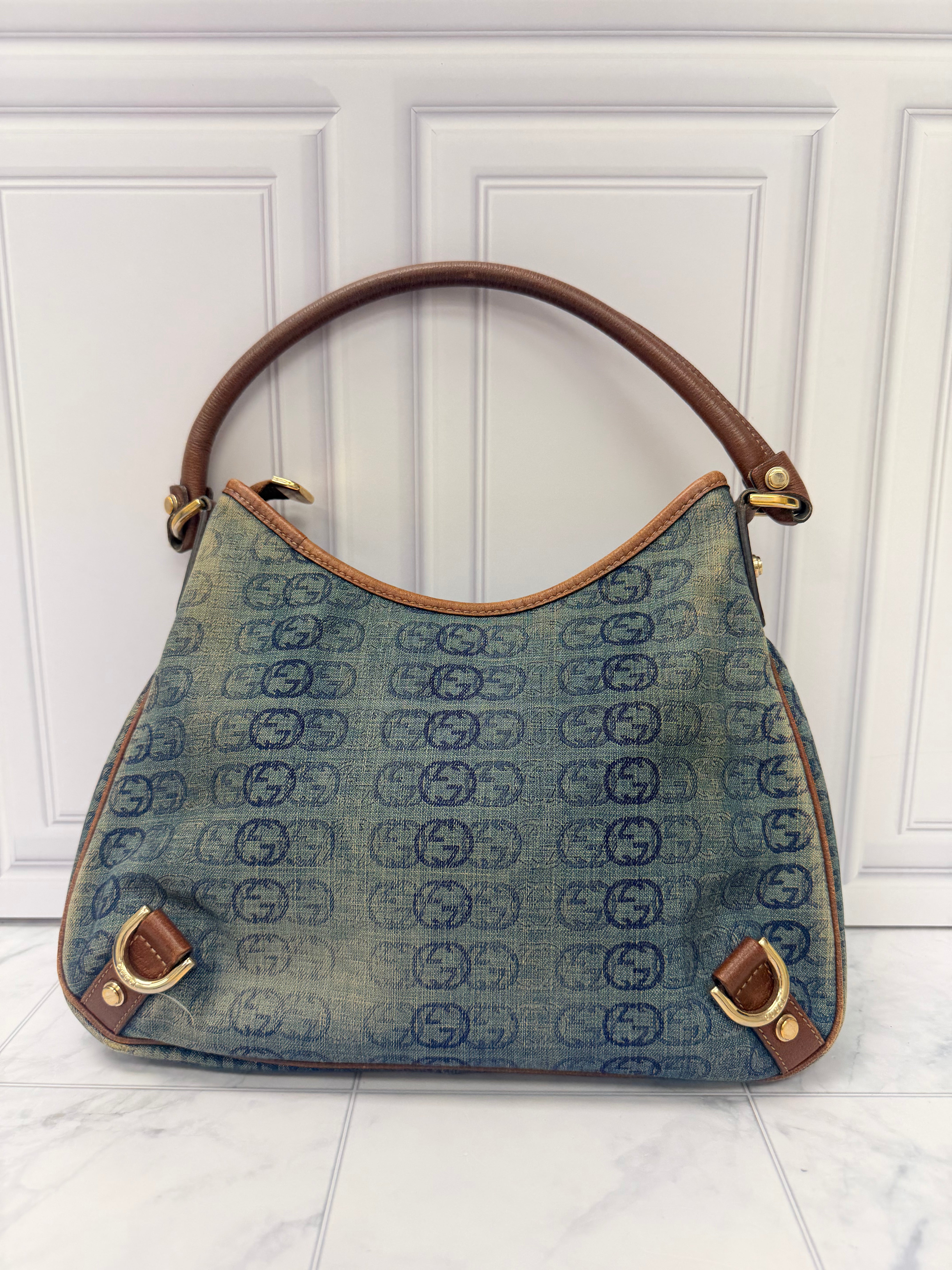Gucci Blue GG Denim Abby Shoulder Bag