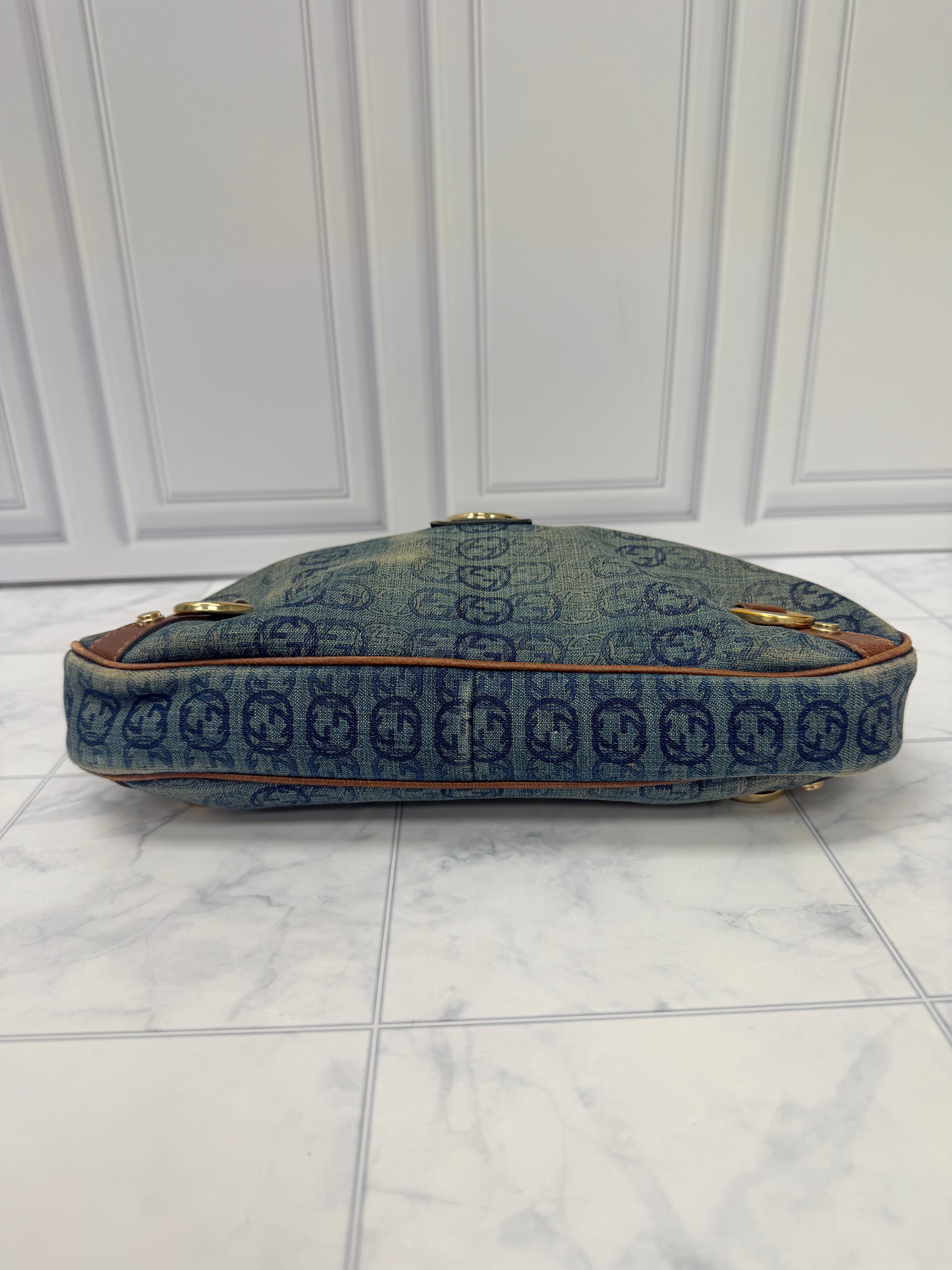 Gucci Blue GG Denim Abby Shoulder Bag