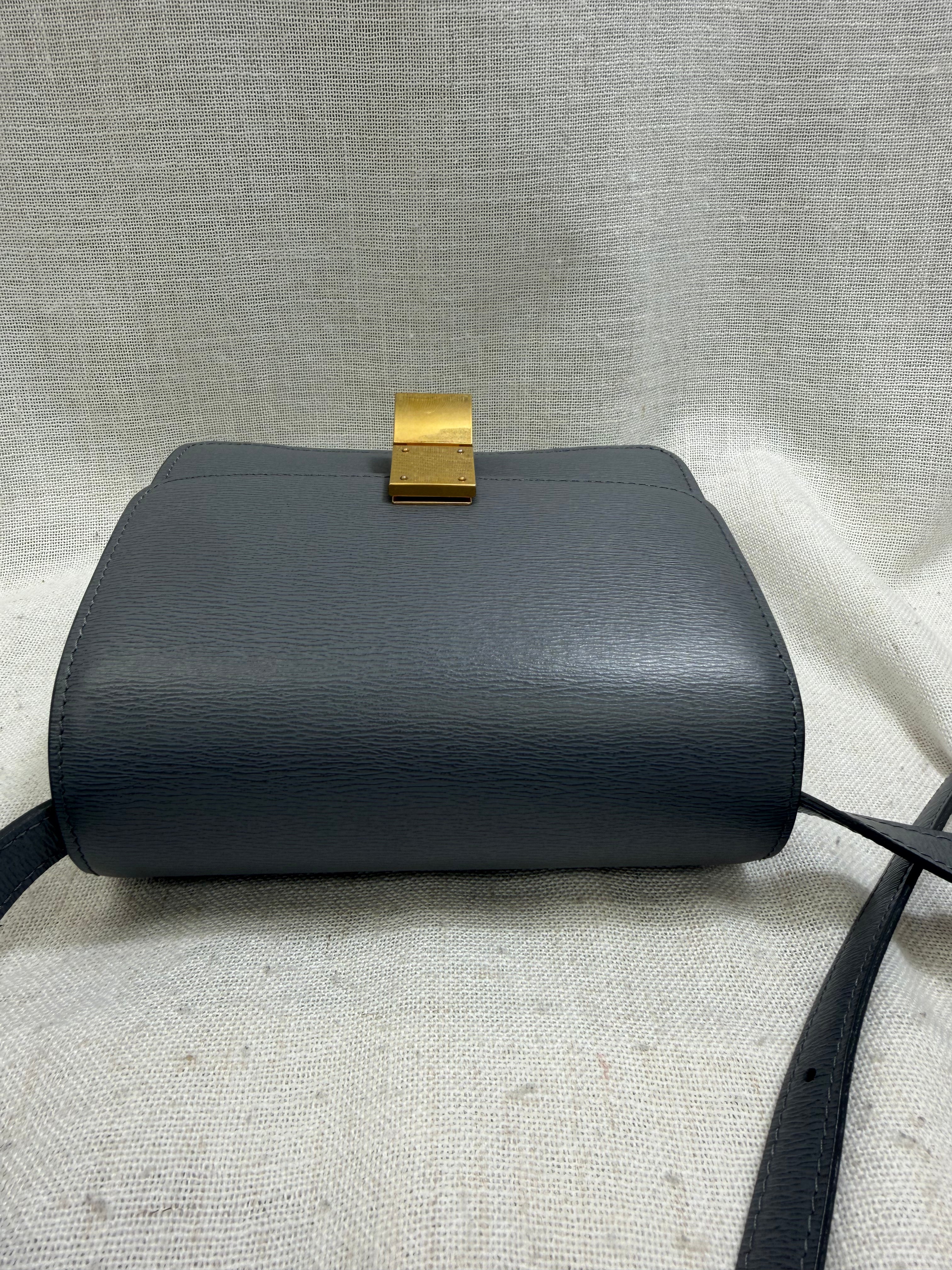 LIKE NEW - Celine Grey Liege Calfskin Leather Classic Small Box Flap Bag