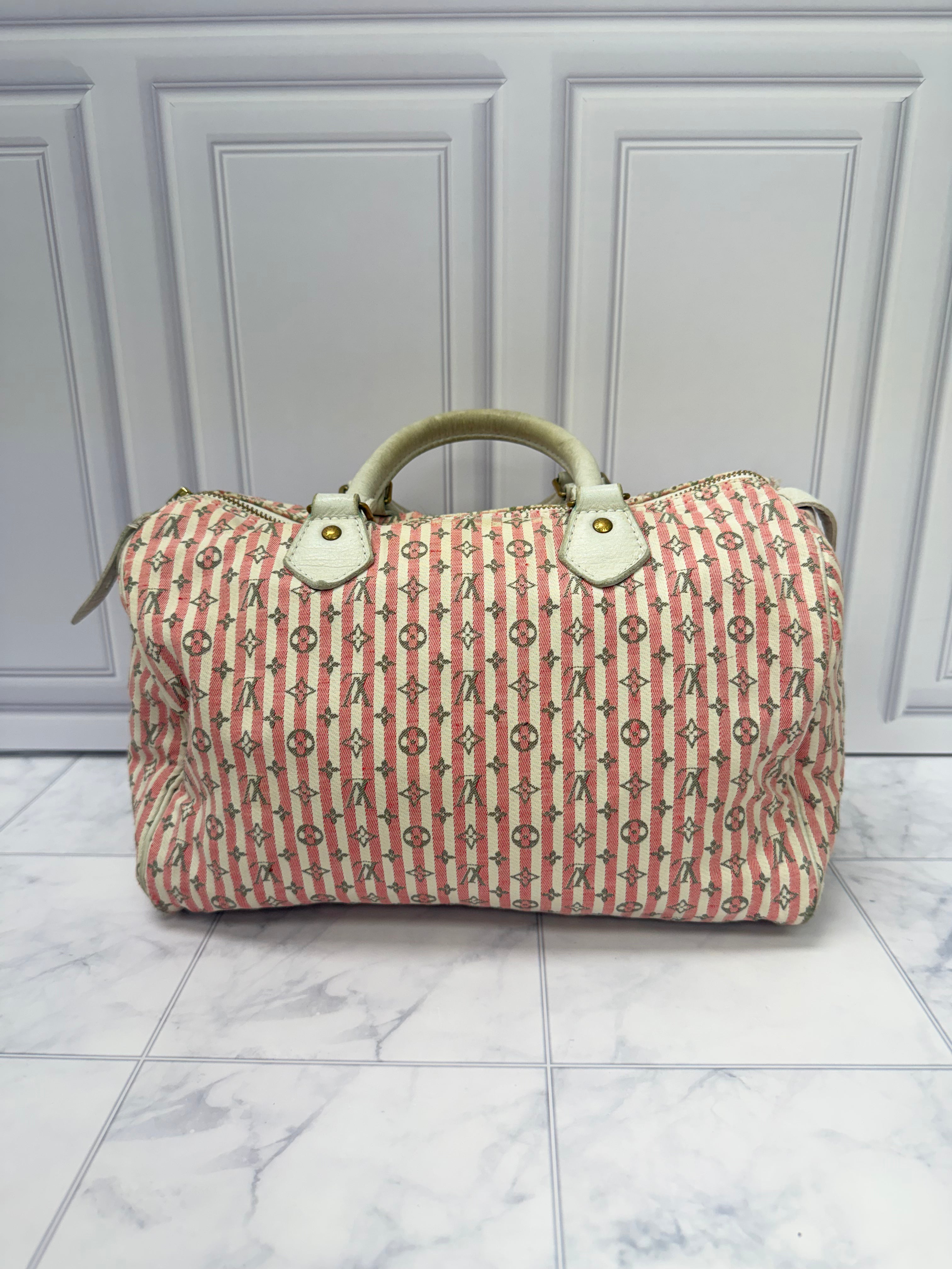 Louis Vuitton Monogram Pink Canvas Mini Lin Croisette Speedy 30 Bag