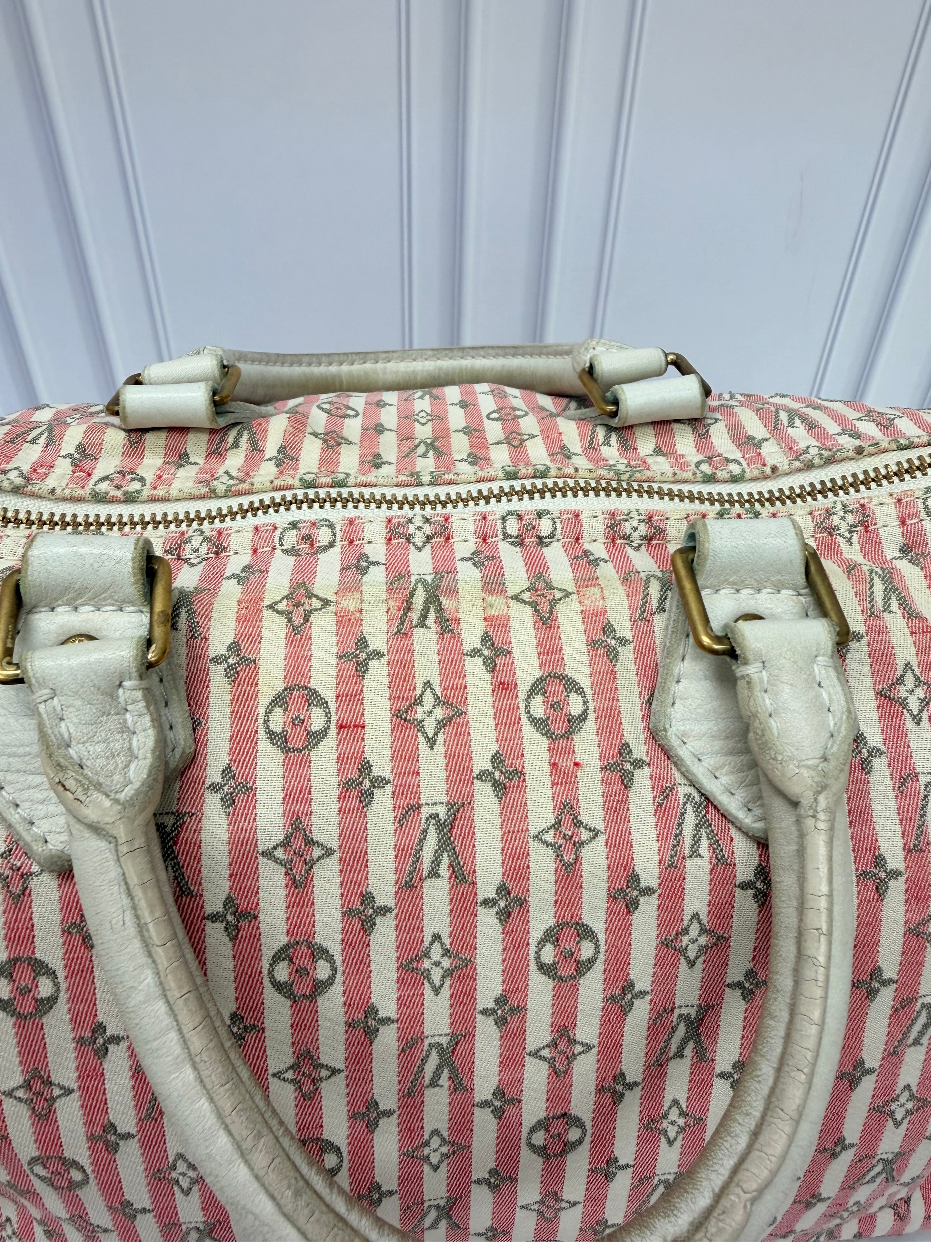 Louis Vuitton Monogram Pink Canvas Mini Lin Croisette Speedy 30 Bag
