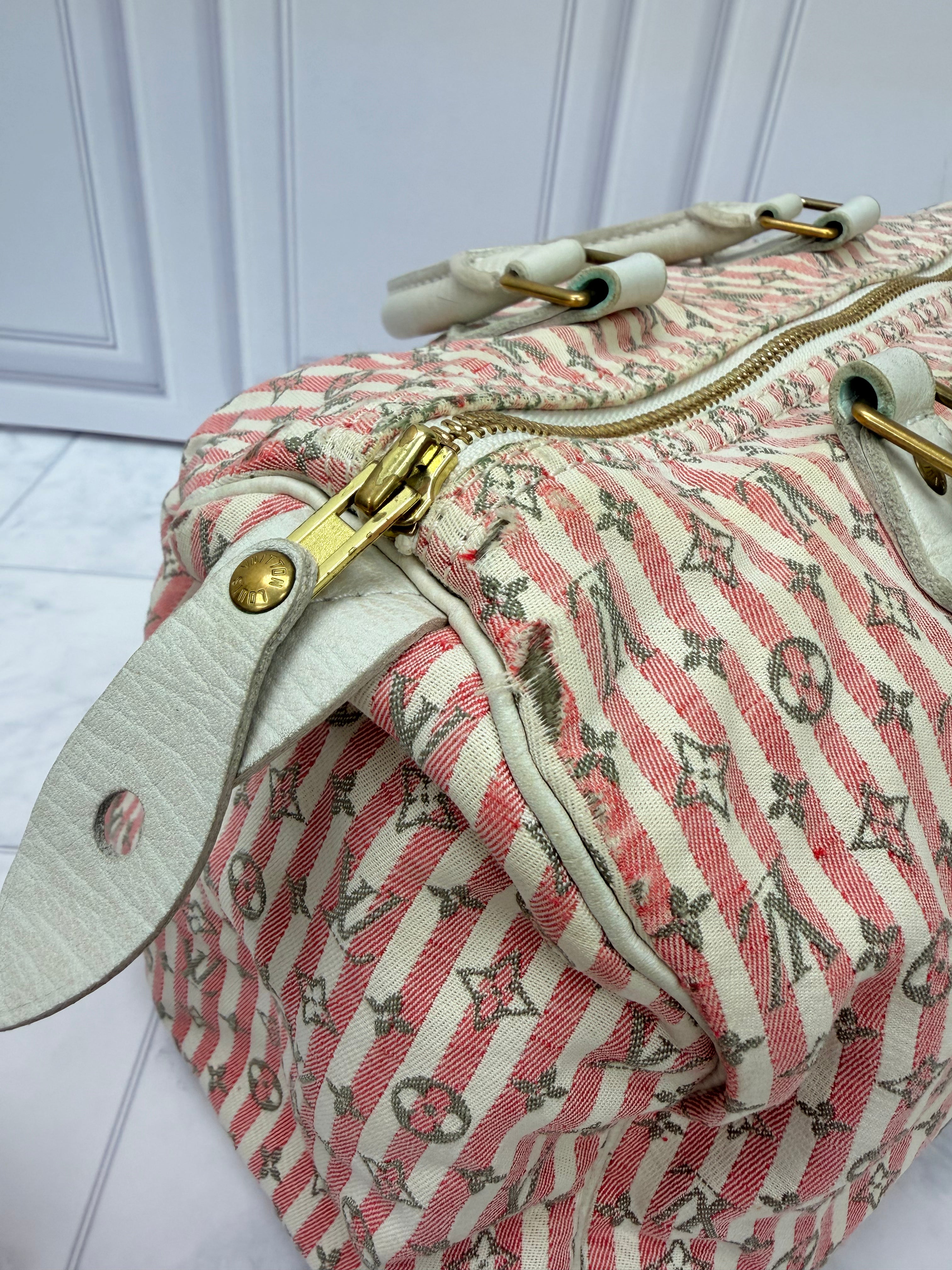 Louis Vuitton Monogram Pink Canvas Mini Lin Croisette Speedy 30 Bag