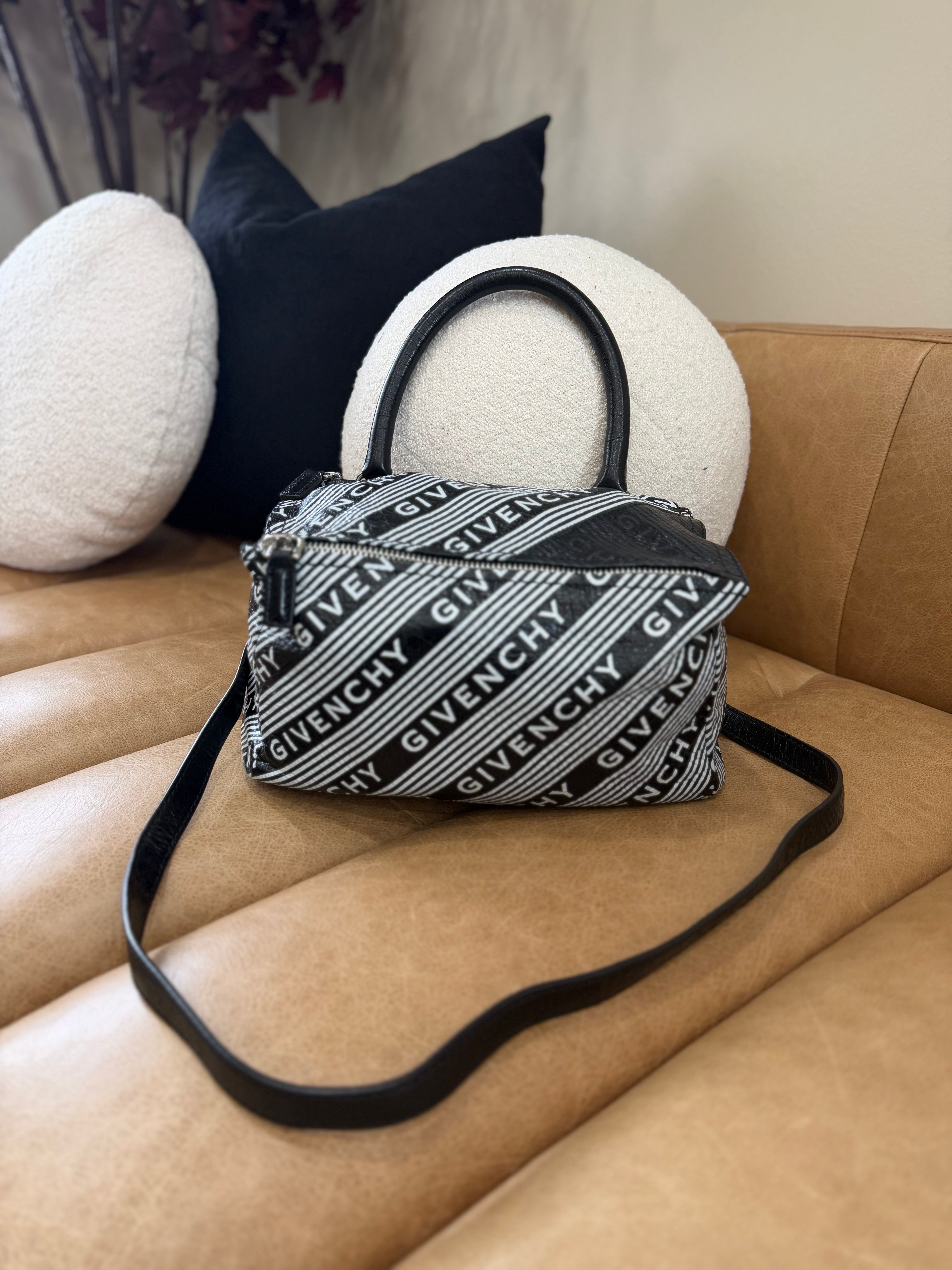 Givenchy Bicolor Leather Pandora Logo Satchel Bag