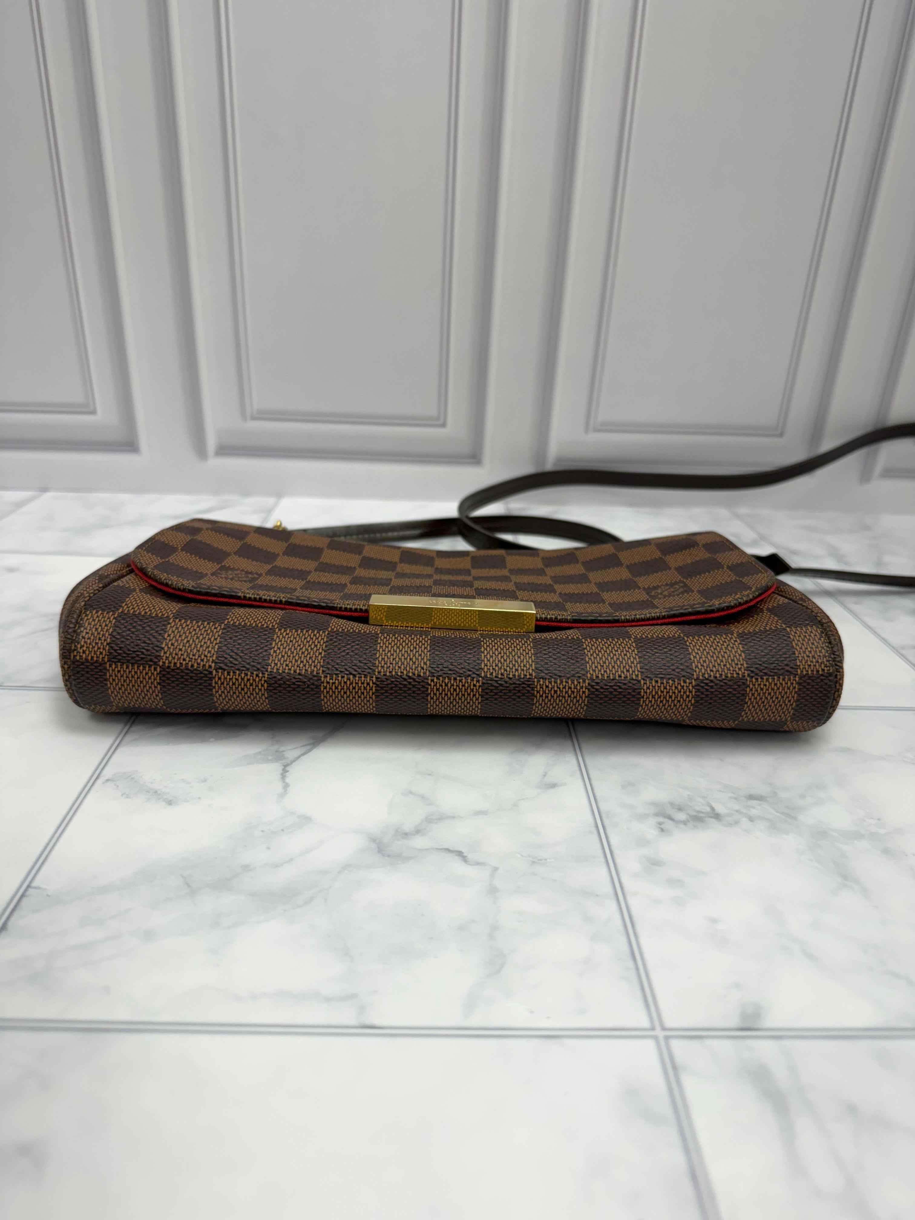*DONS DROP* Louis Vuitton Damier Ebene & Red Favorite MM Crossbody
