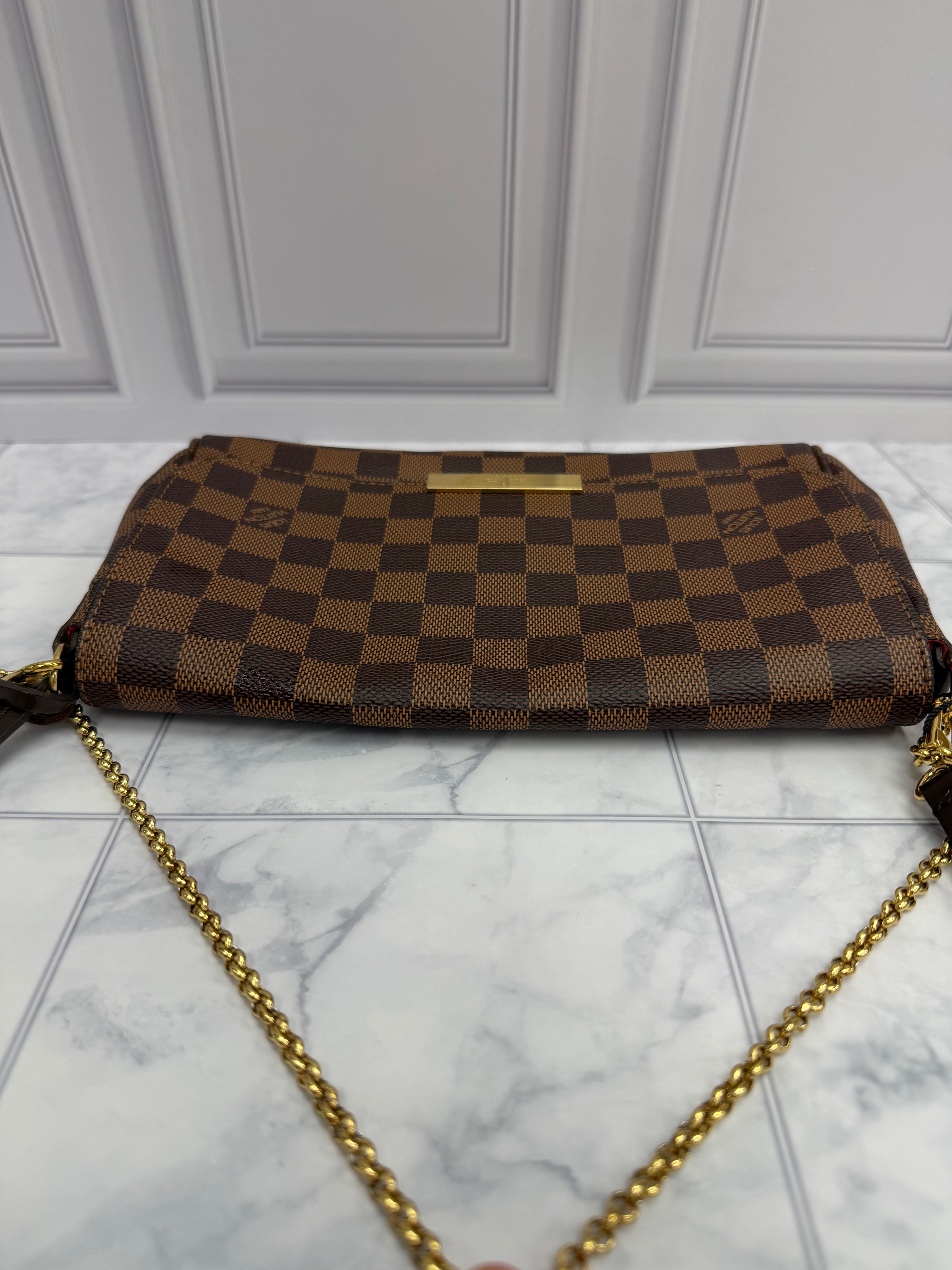 *DONS DROP* Louis Vuitton Damier Ebene & Red Favorite MM Crossbody