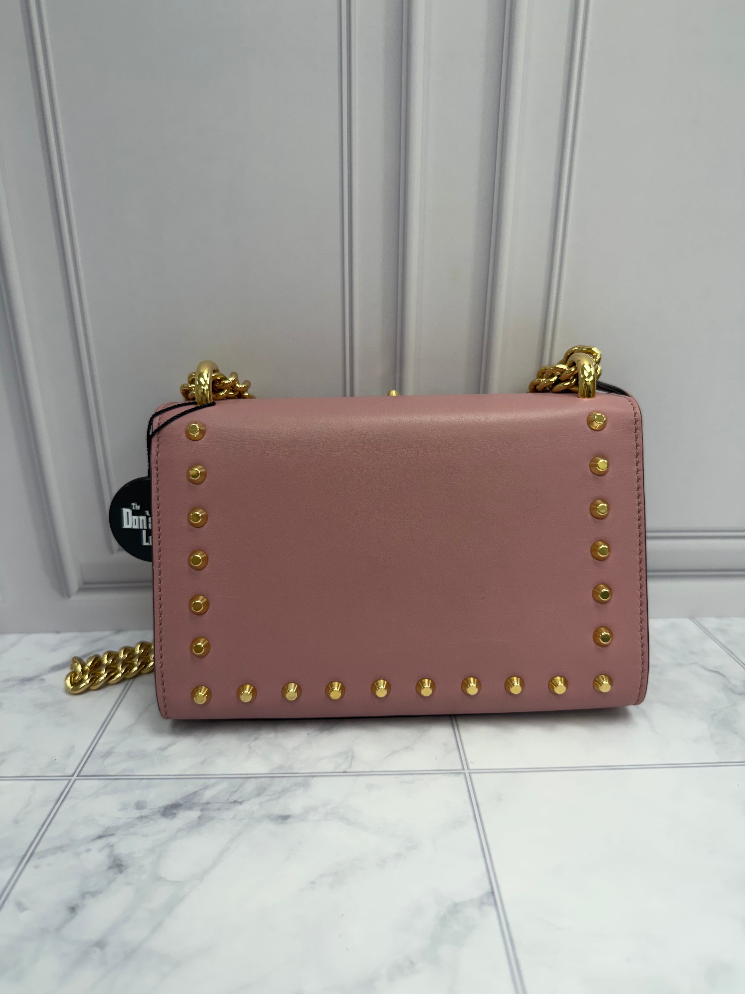 *DONS DROP* Gucci Pink Leather Pearl Studded Padlock Chain Shoulder Bag
