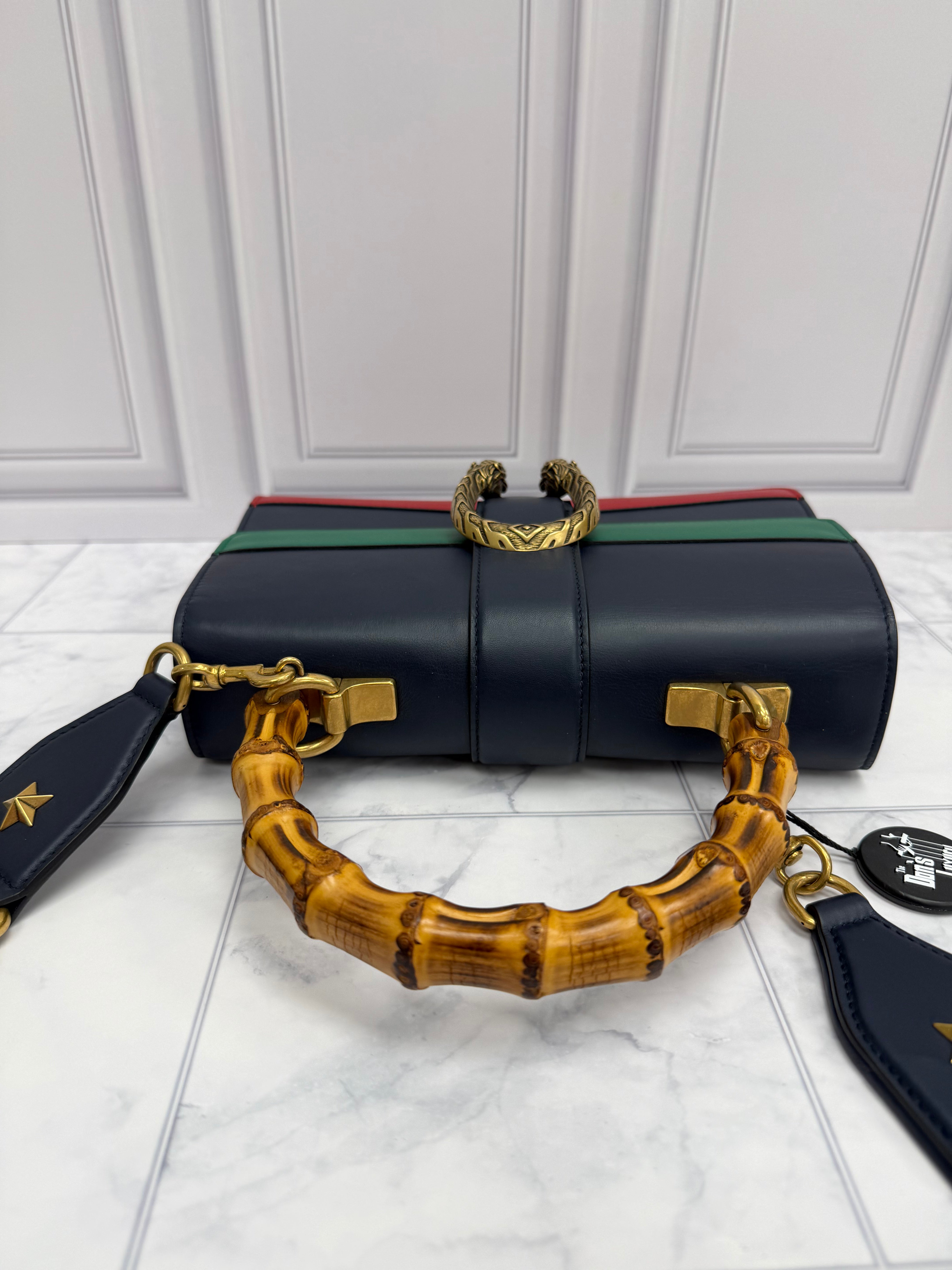 *DONS DROP* Gucci Blue, Green, & Red Leather Medium Dionysus Bamboo Top Handle Bag