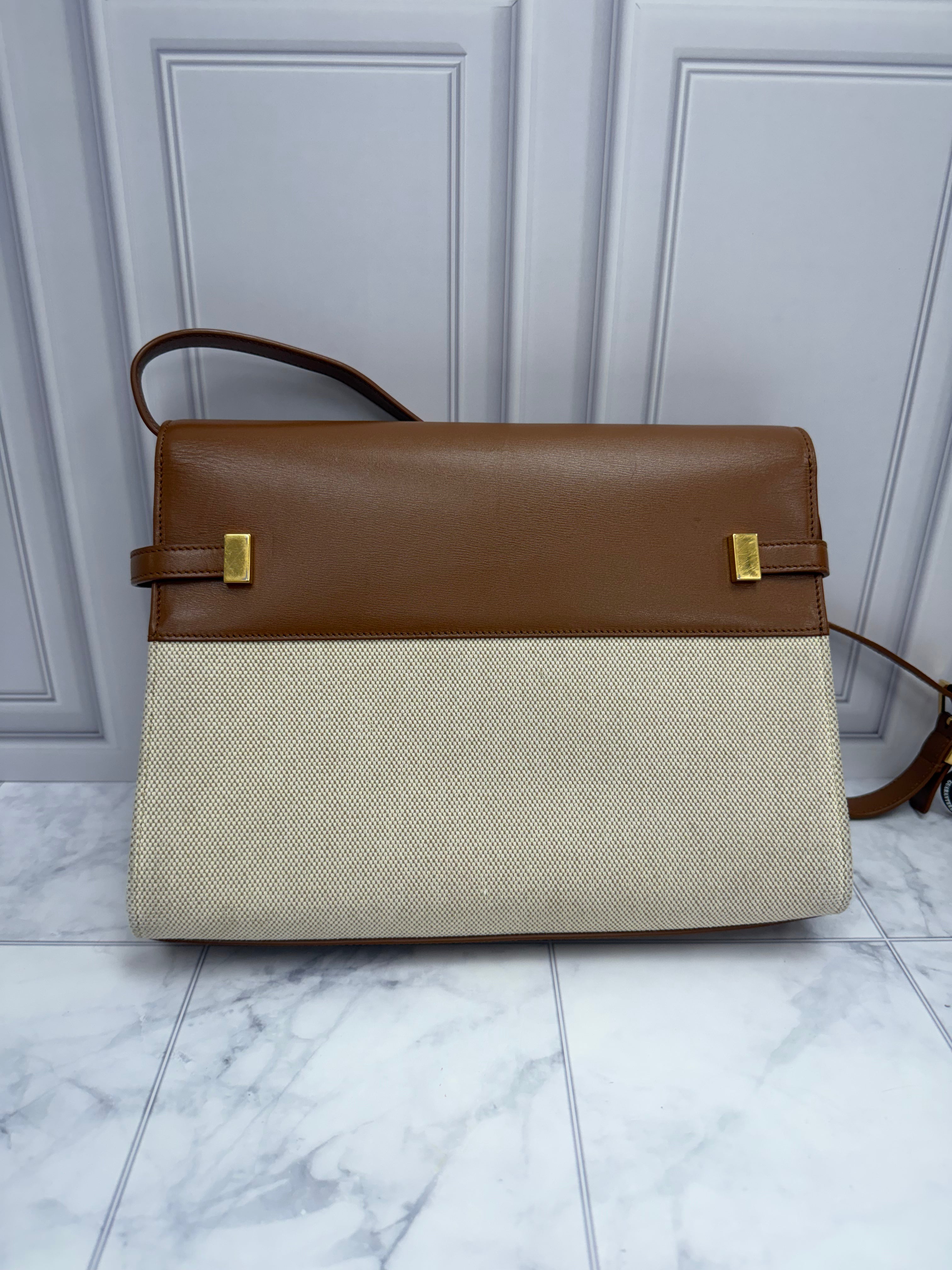 *DONS DROP* Saint Laurent YSL Beige Canvas Manhattan Shoulder Bag