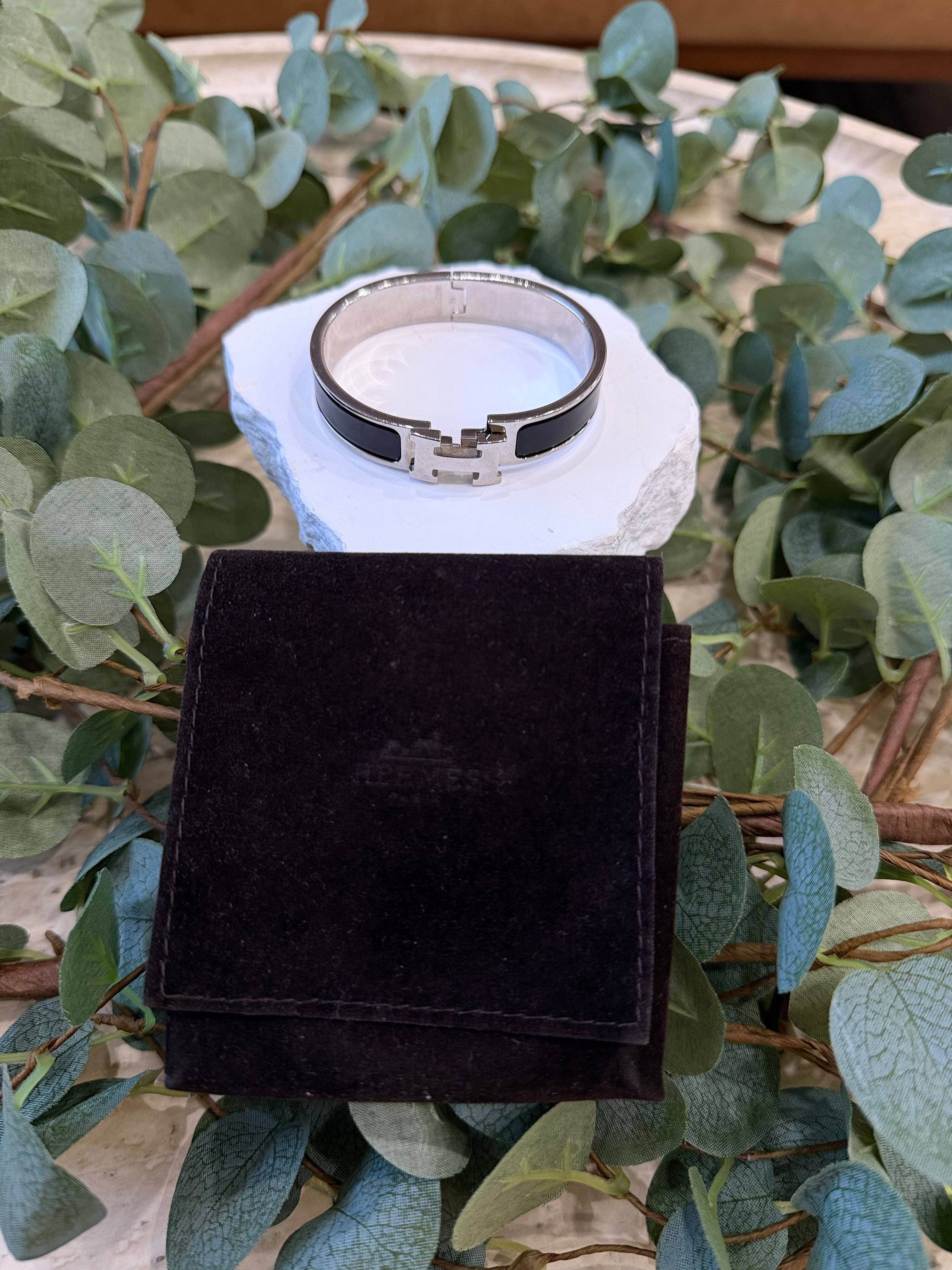 Hermes Black & Silver Clic Clac H Bracelet