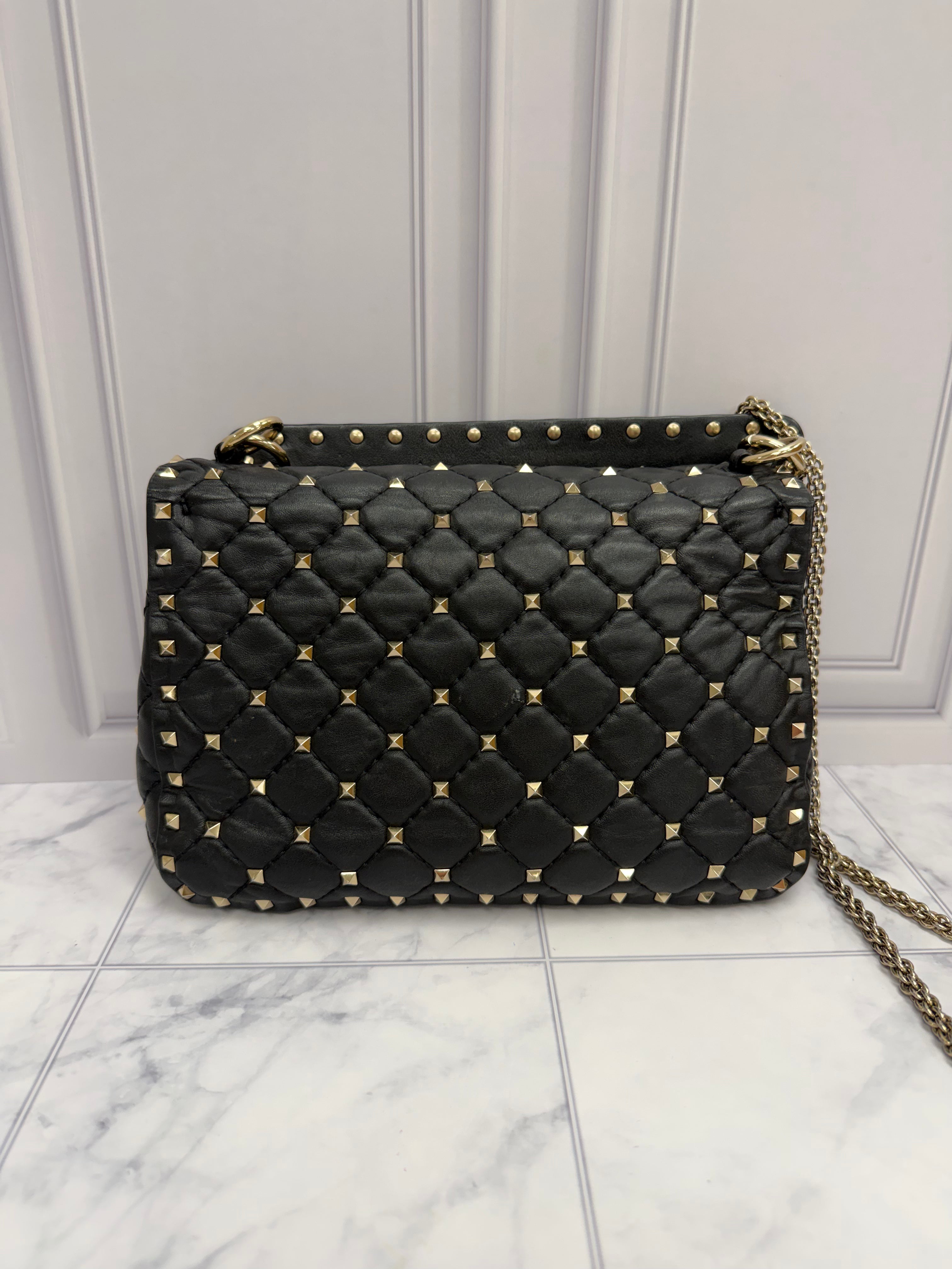 *DONS DROP* Valentino Black Lambskin Rockstud Spike Medium Shoulder Bag
