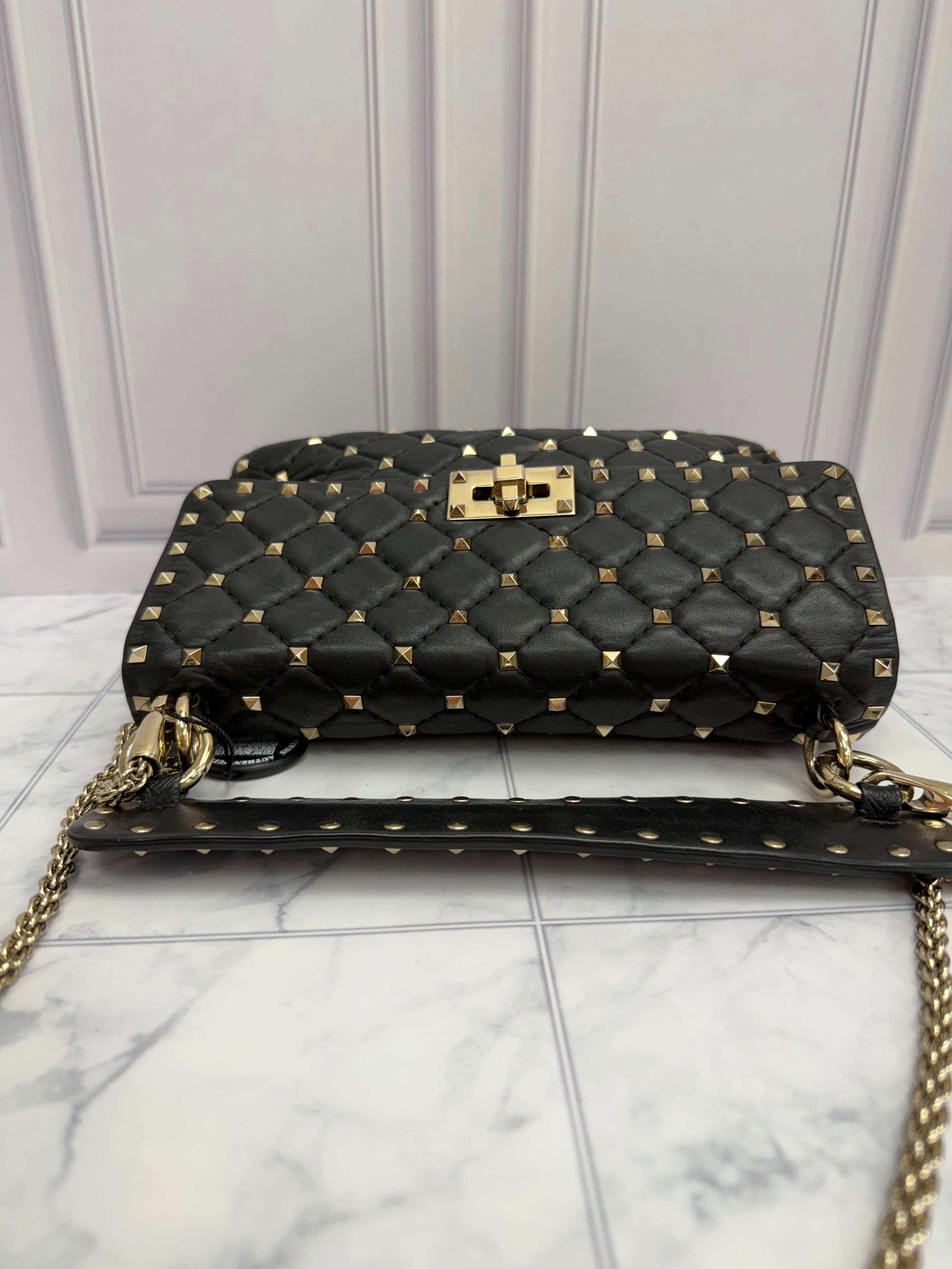 *DONS DROP* Valentino Black Lambskin Rockstud Spike Medium Shoulder Bag