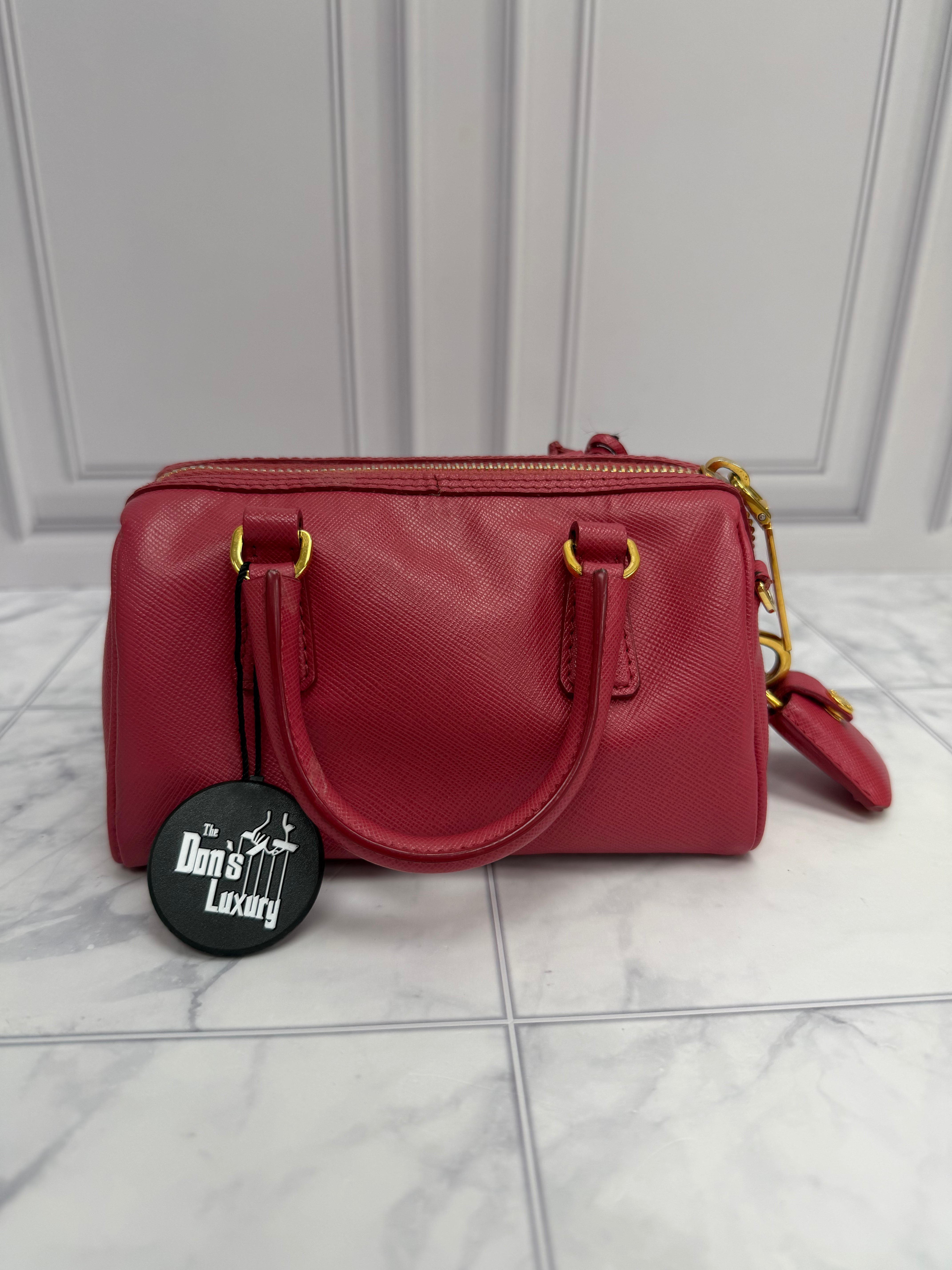 *DONS DROP* Prada Pink Saffiano Leather Lux Mini Convertible Boston Bag