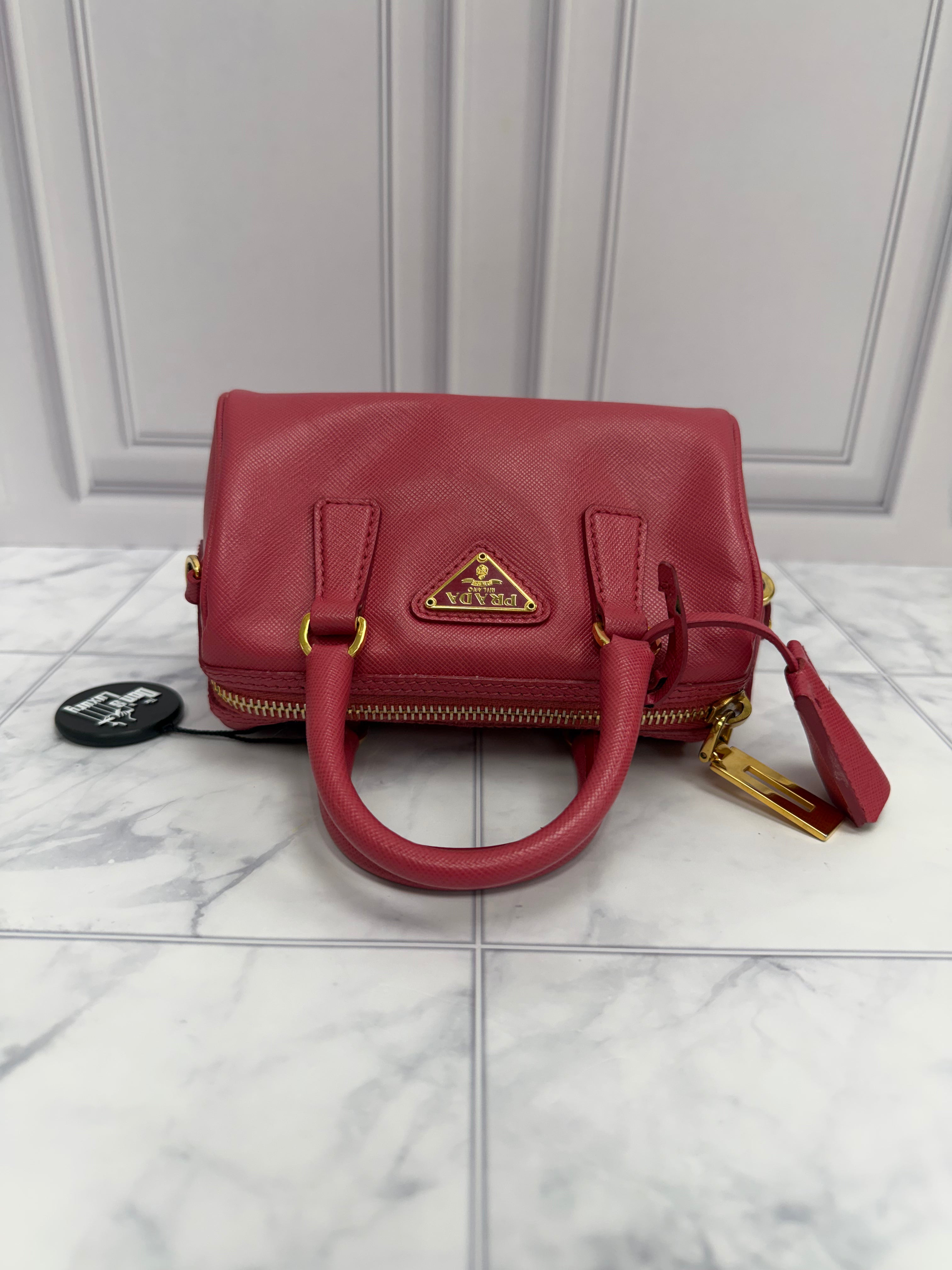 *DONS DROP* Prada Pink Saffiano Leather Lux Mini Convertible Boston Bag