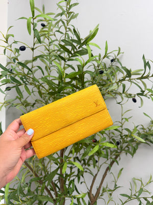 Louis Vuitton Yellow Epi Leather  Leather Sarah Wallet