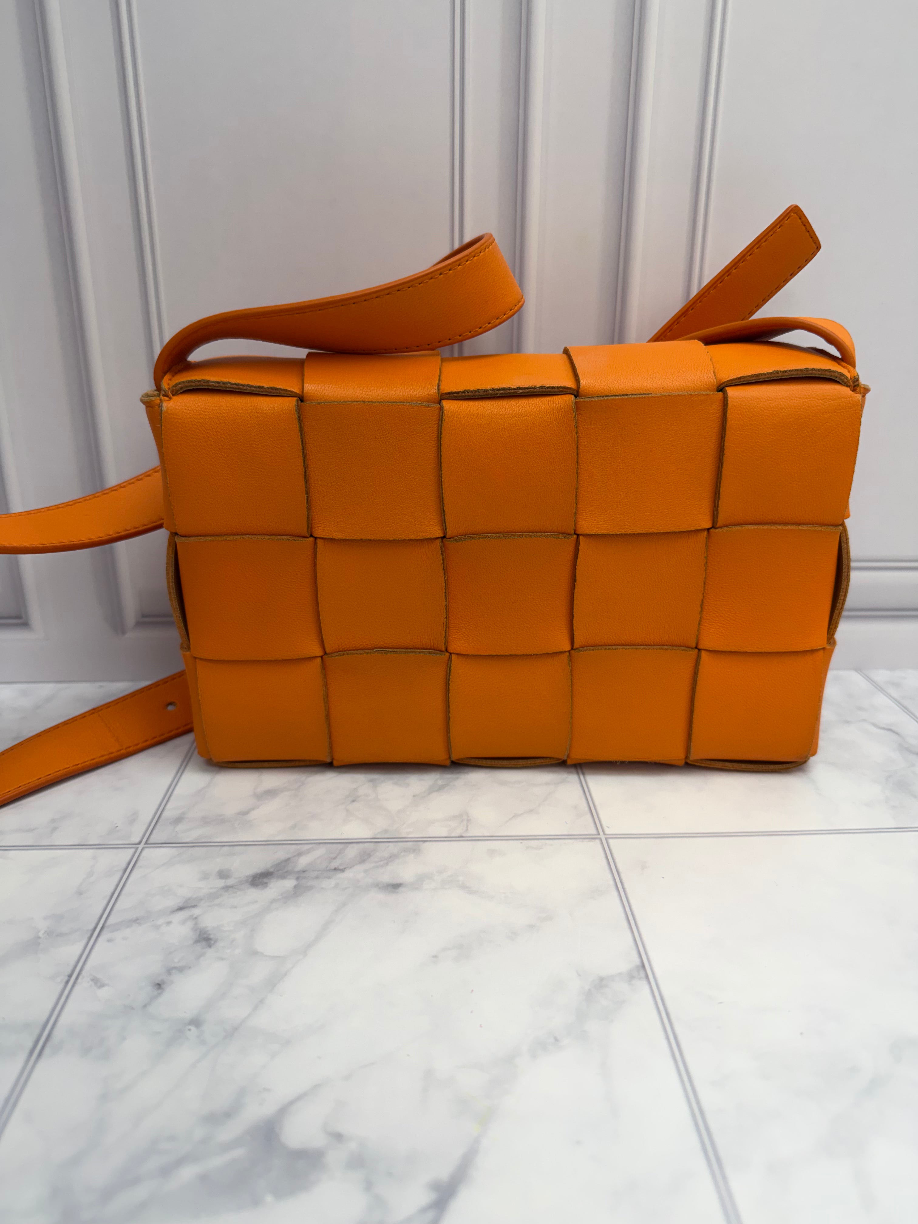 *DONS DROP*  Bottega Veneta Orange Intrecciato Leather Cassette Bag