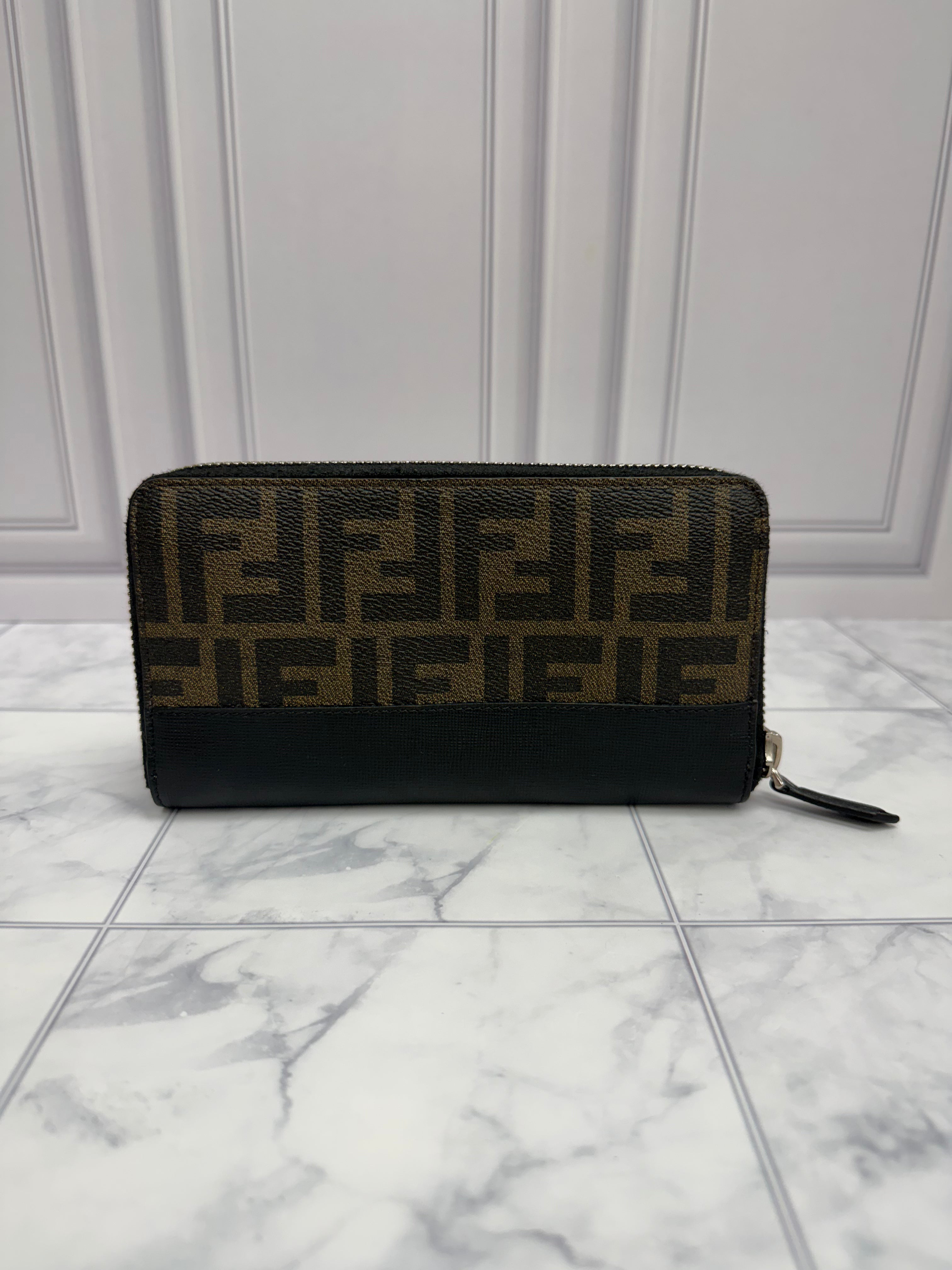 *DONS DROP* Fendi Brown & Black Zucca Coated Canvas Zippy Wallet
