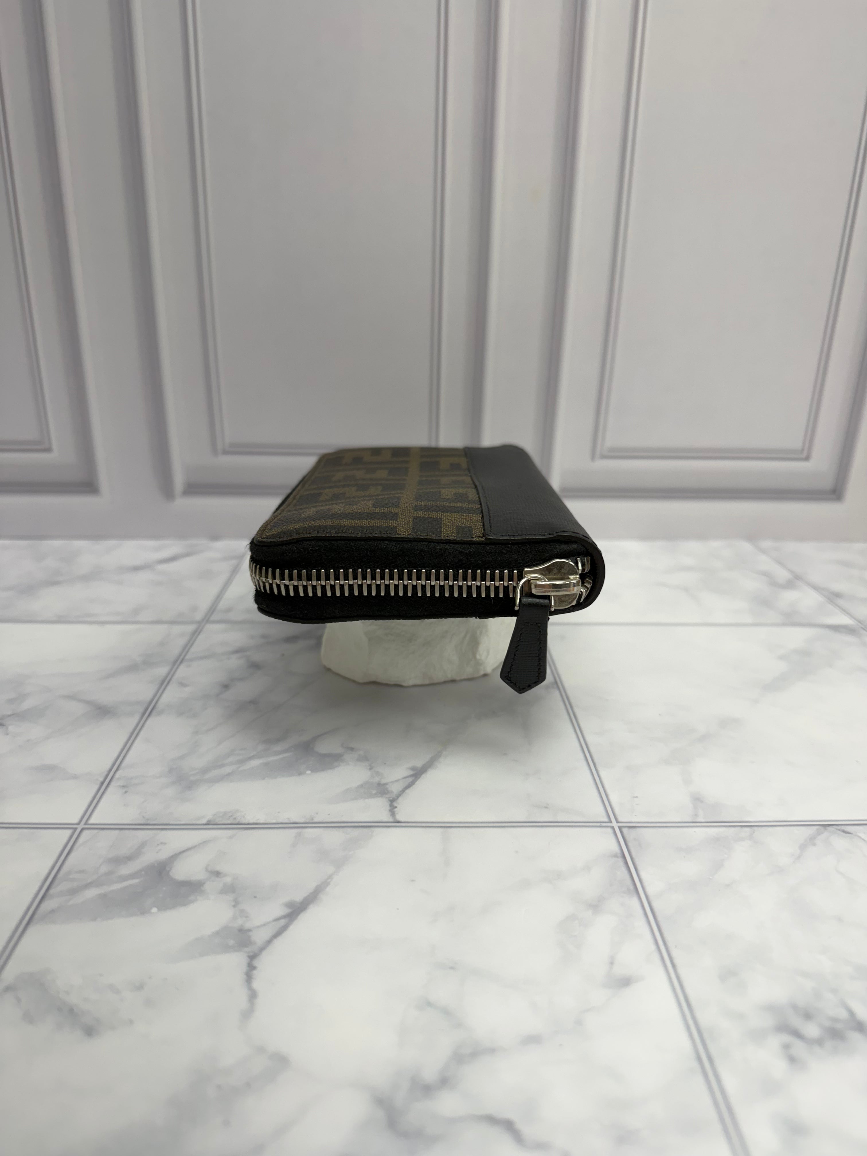 *DONS DROP* Fendi Brown & Black Zucca Coated Canvas Zippy Wallet