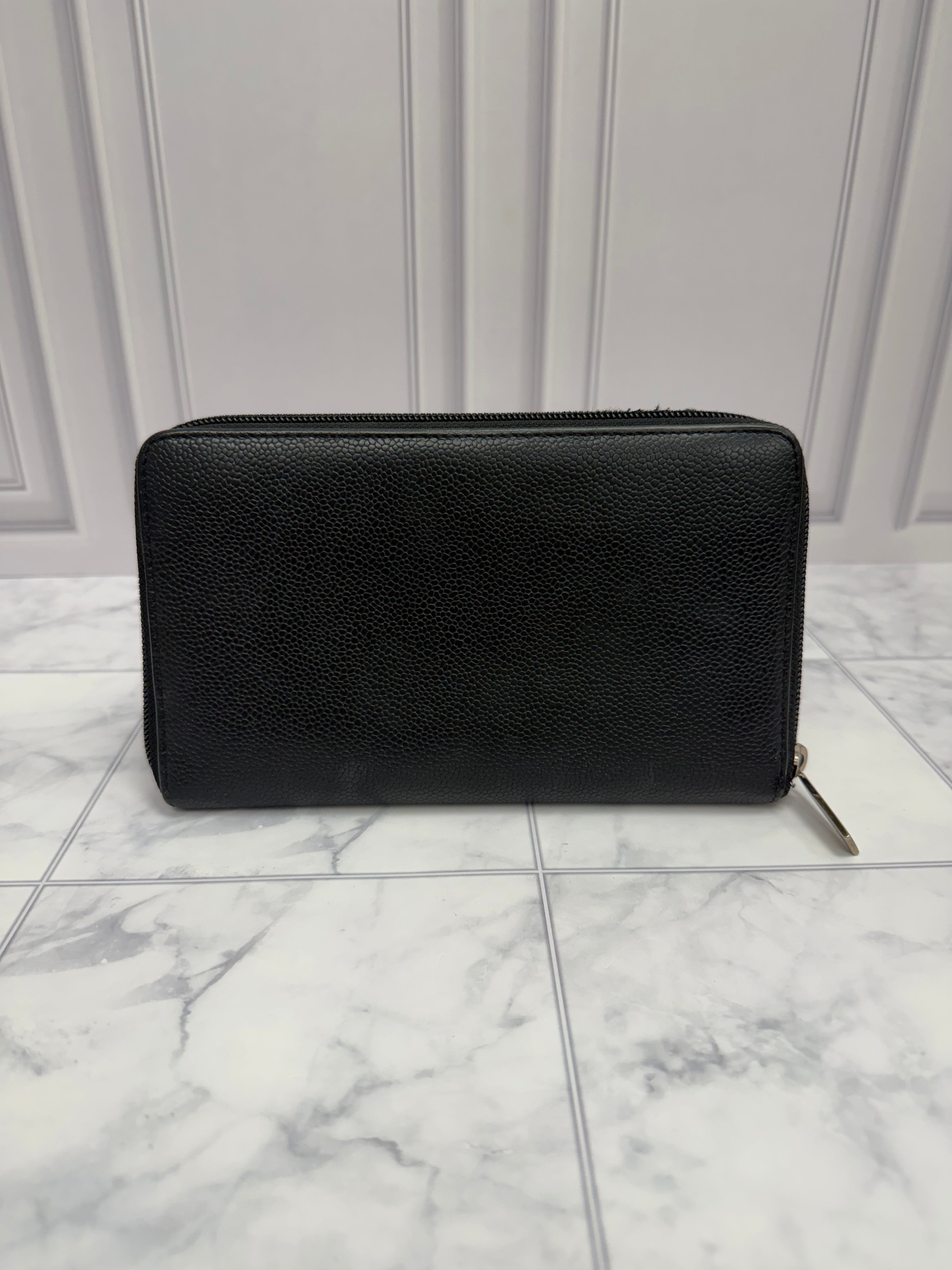 *DONS DROP* Chanel Black Caviar Leather Organizer Zippy Wallet