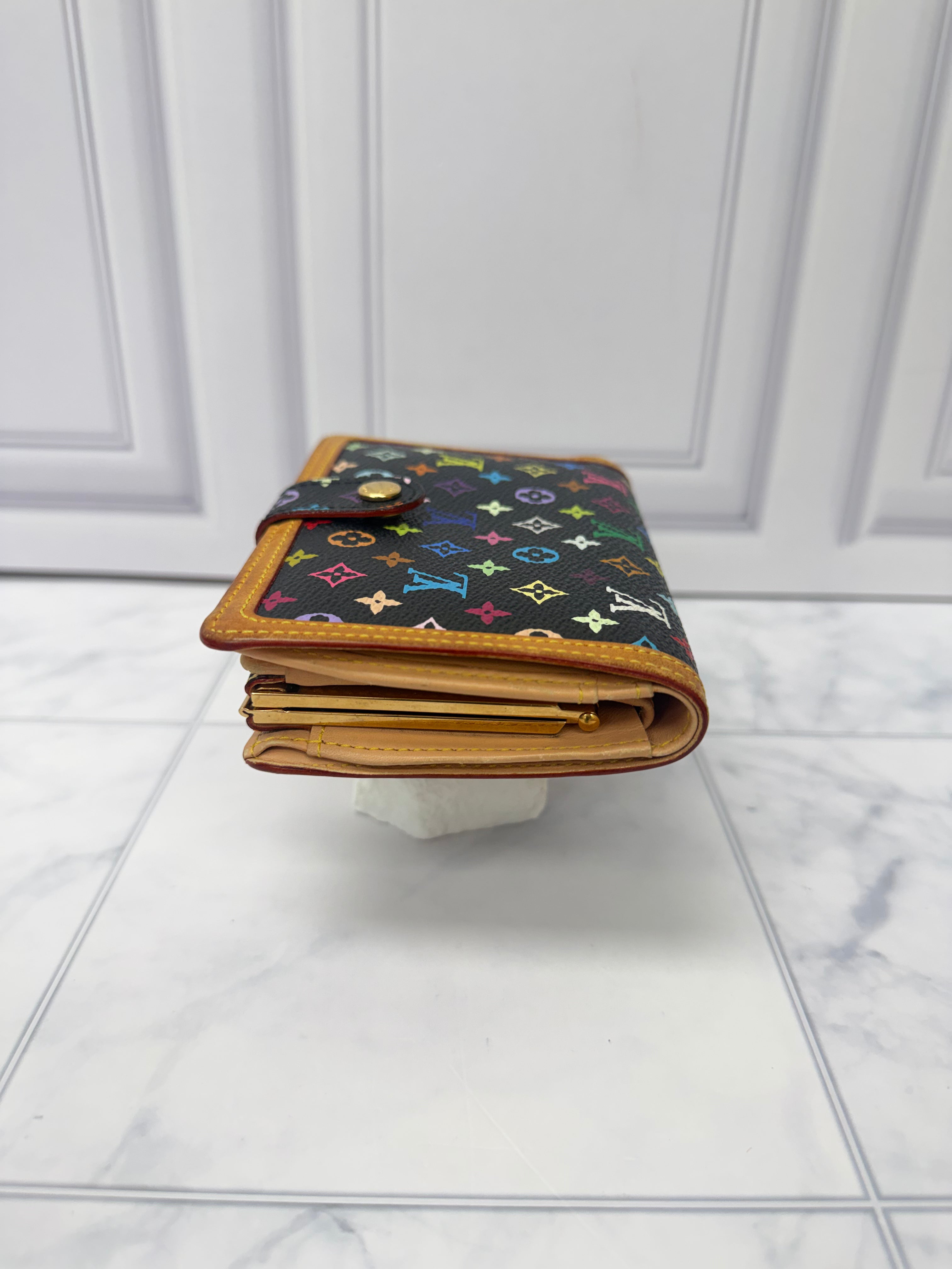 Louis Vuitton Black Multicolor Monogram French Compact Wallet
