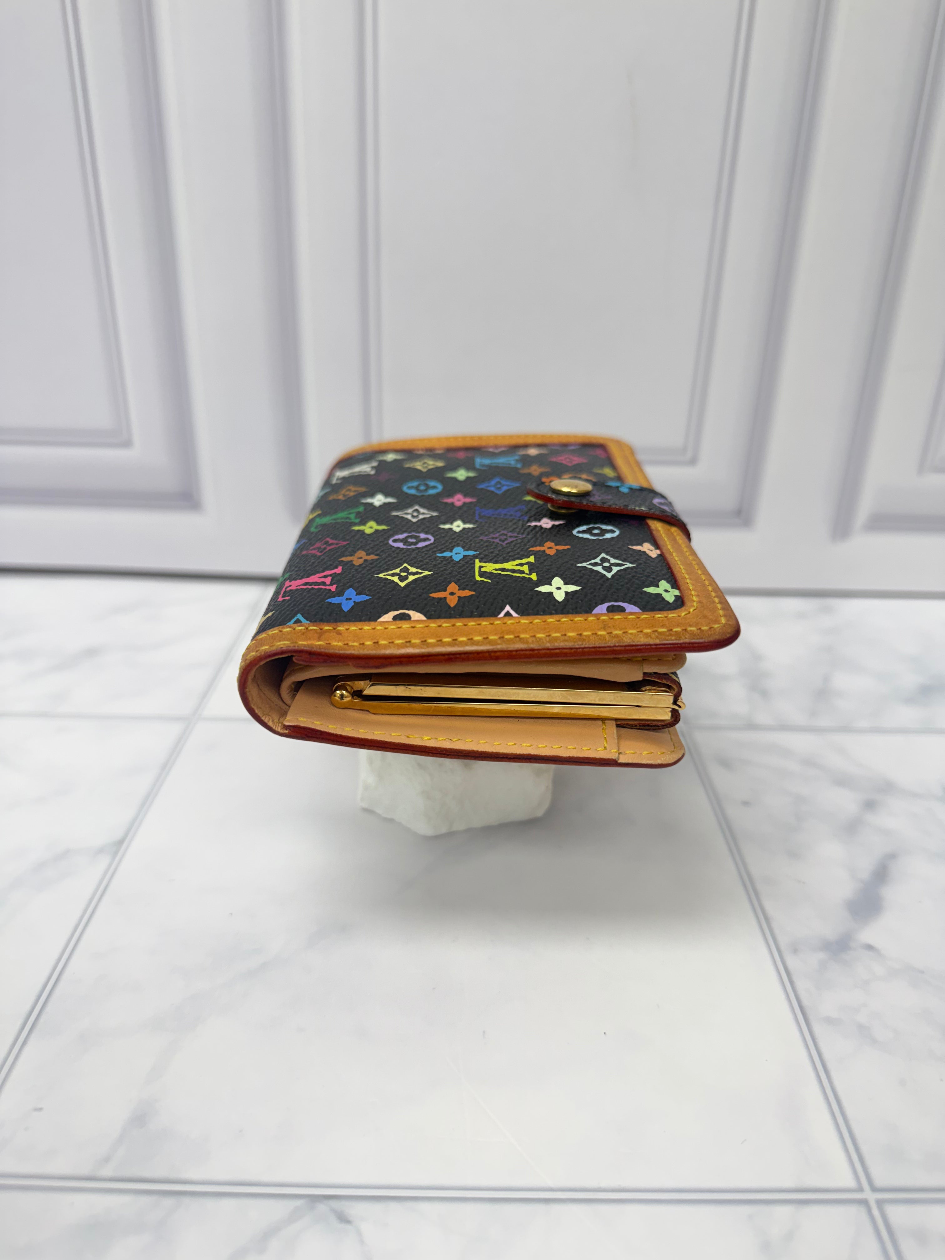 Louis Vuitton Black Multicolor Monogram French Compact Wallet