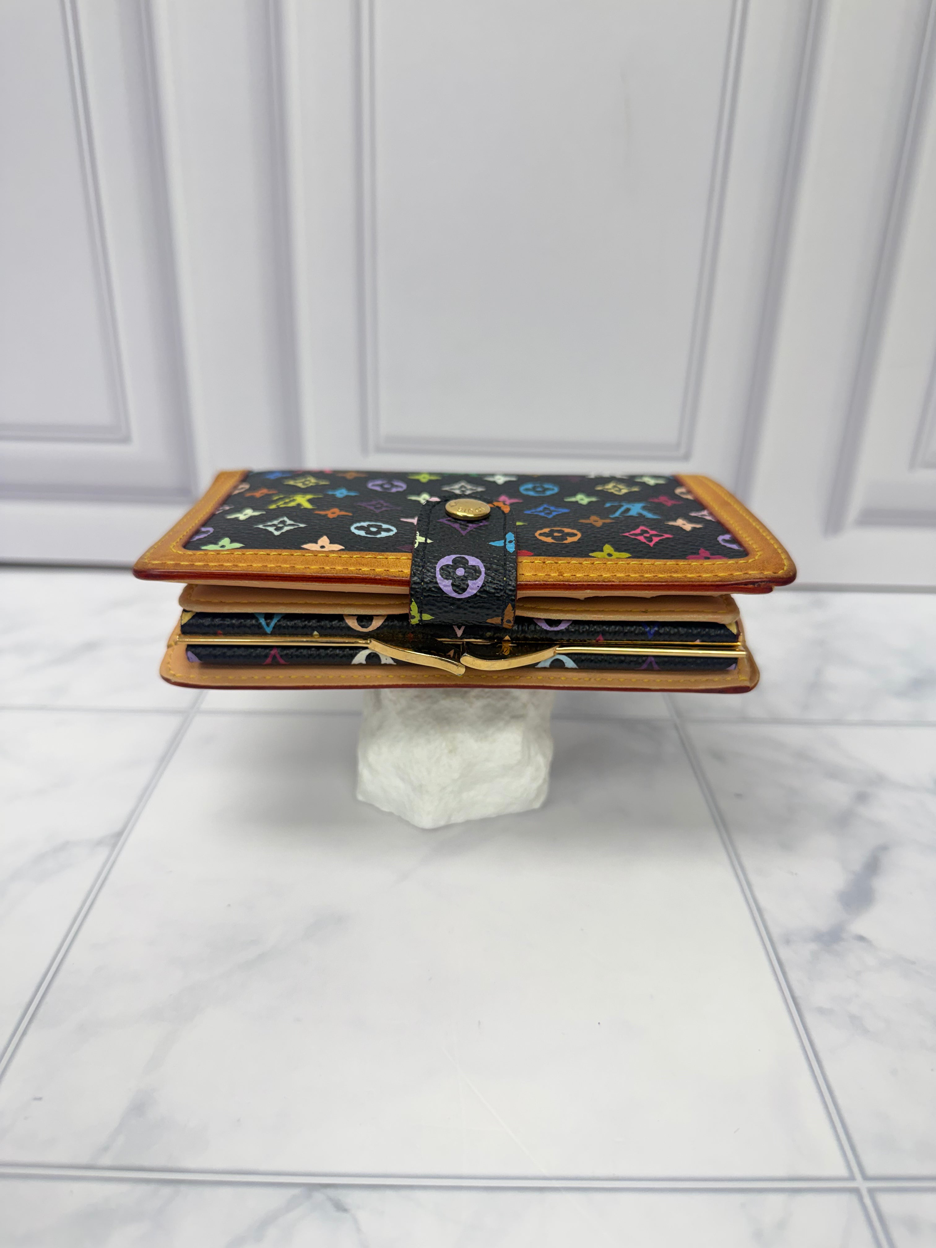 Louis Vuitton Black Multicolor Monogram French Compact Wallet
