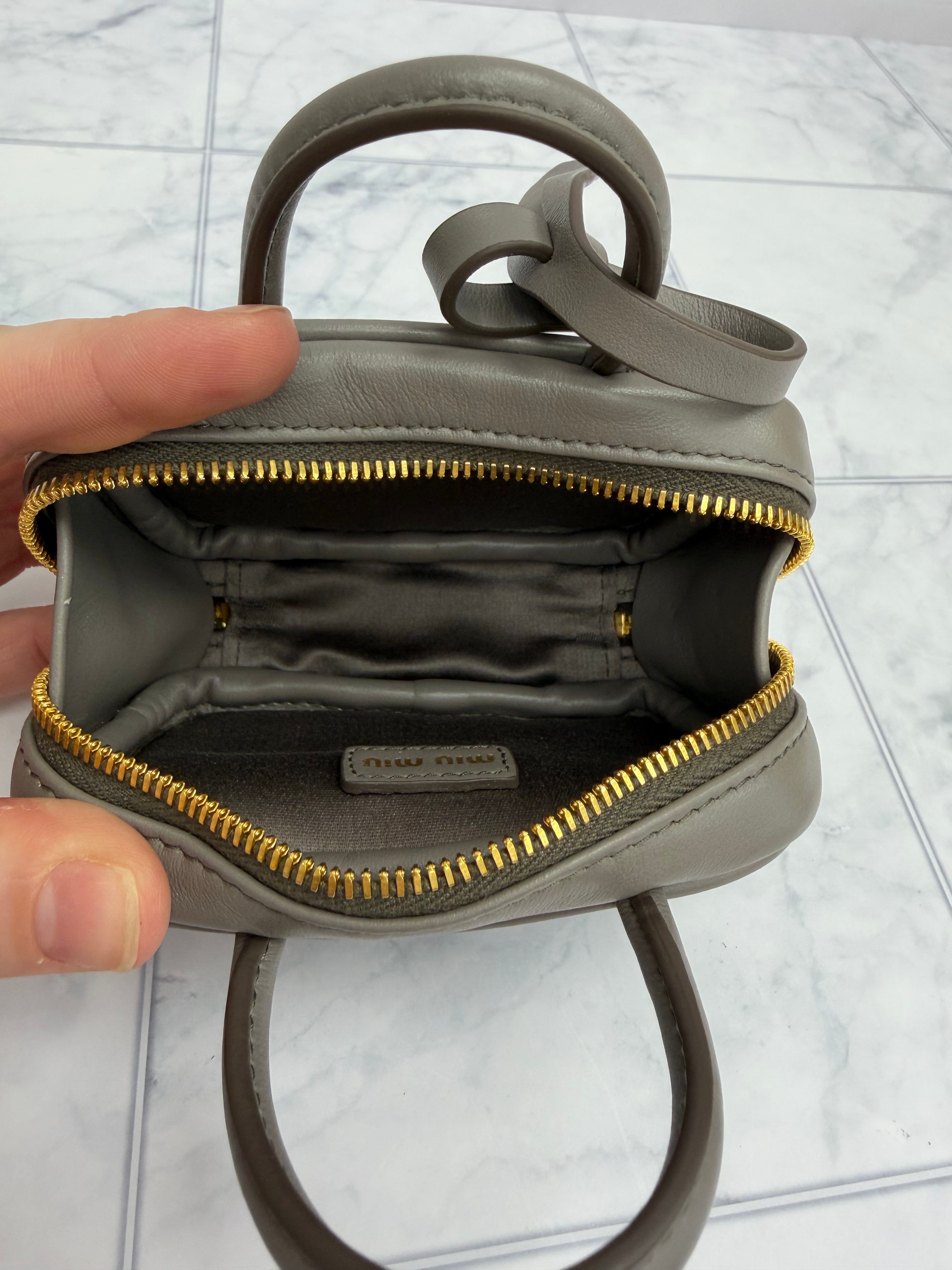 *DONS DROP* Miu Miu Dark Taupe Leather Micro Bag Charm