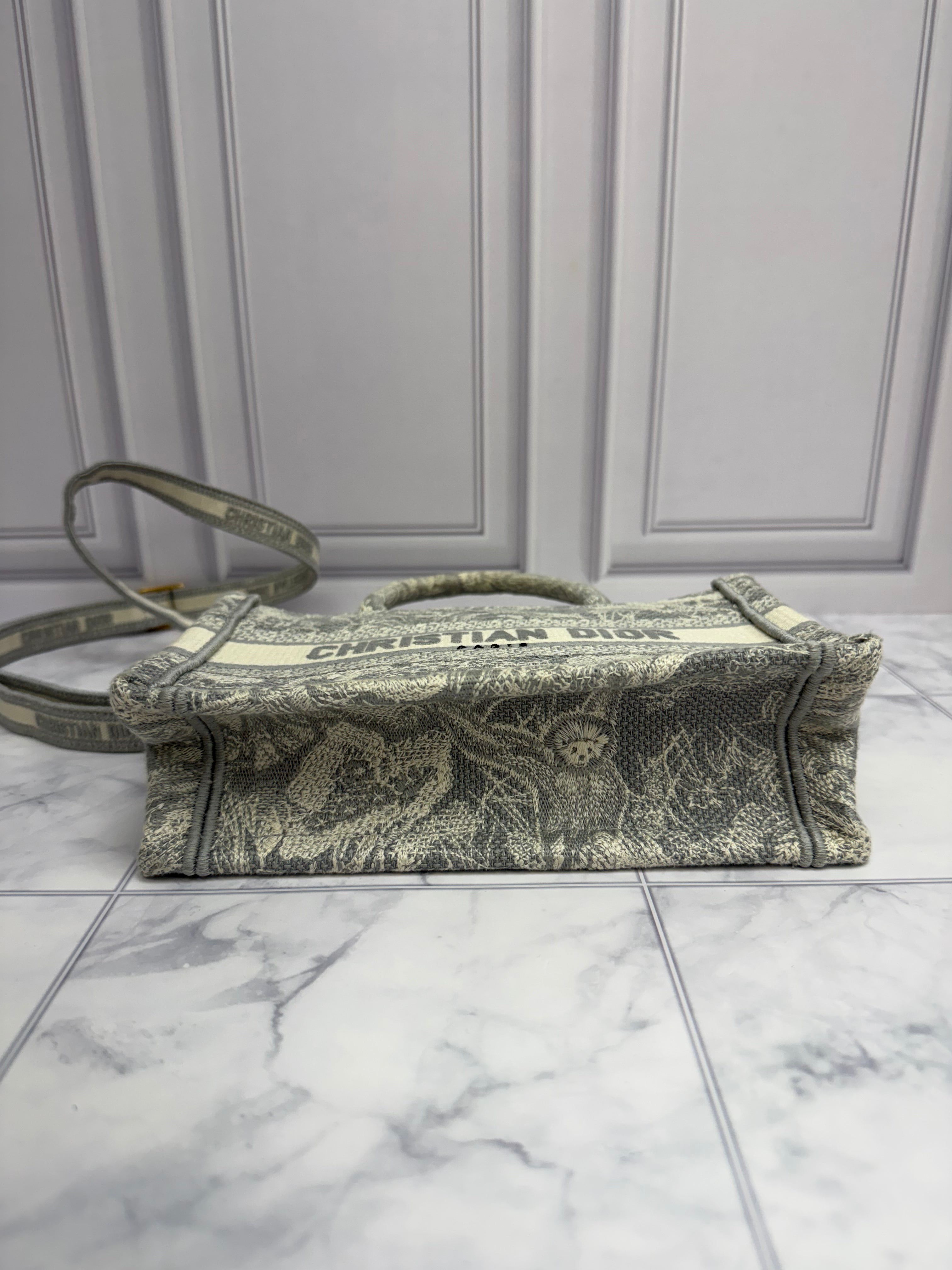 *DONS DROP* Christian Dior Grey Embroidered Toile Canvas Mini Book Tote