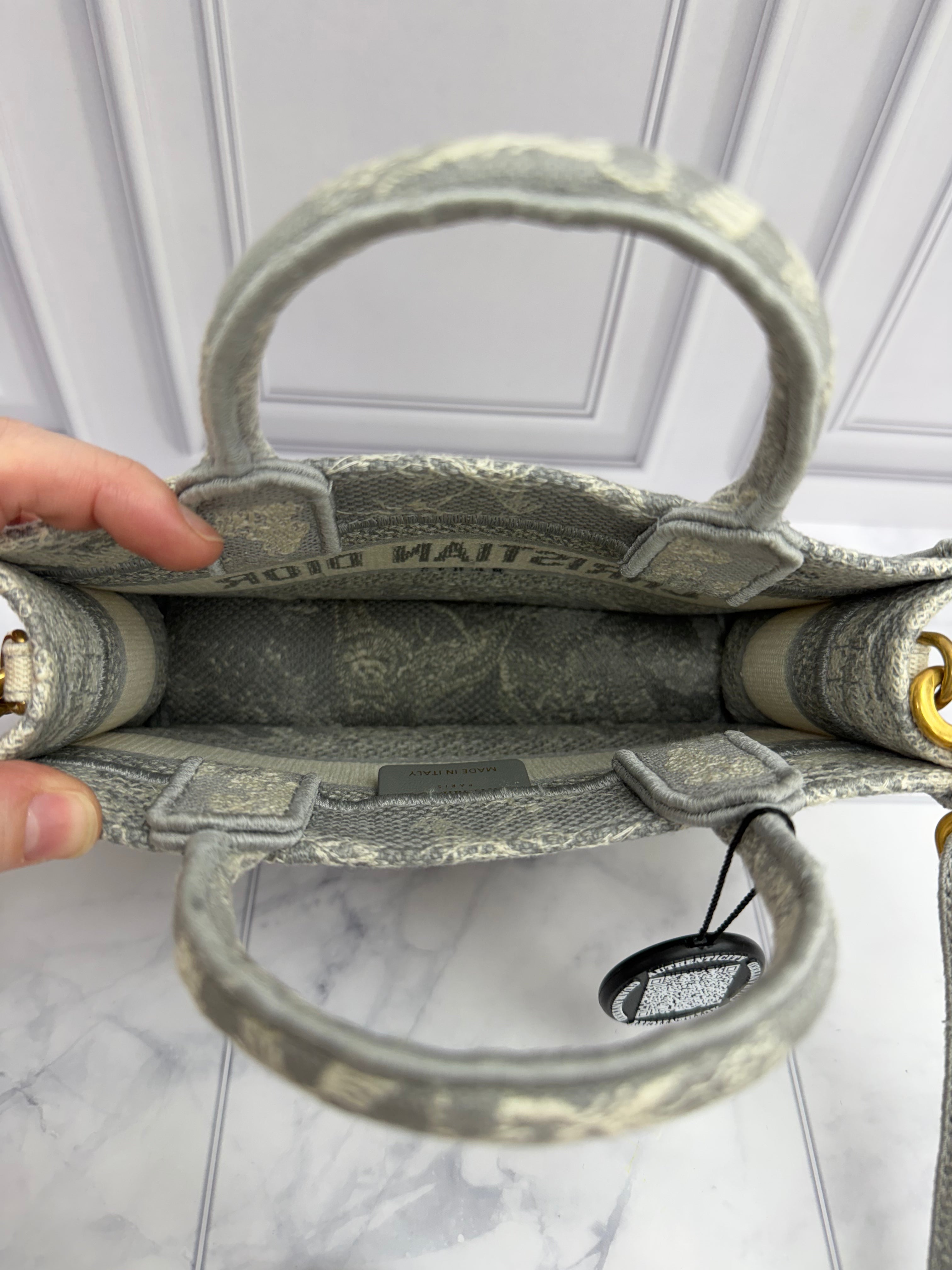 *DONS DROP* Christian Dior Grey Embroidered Toile Canvas Mini Book Tote