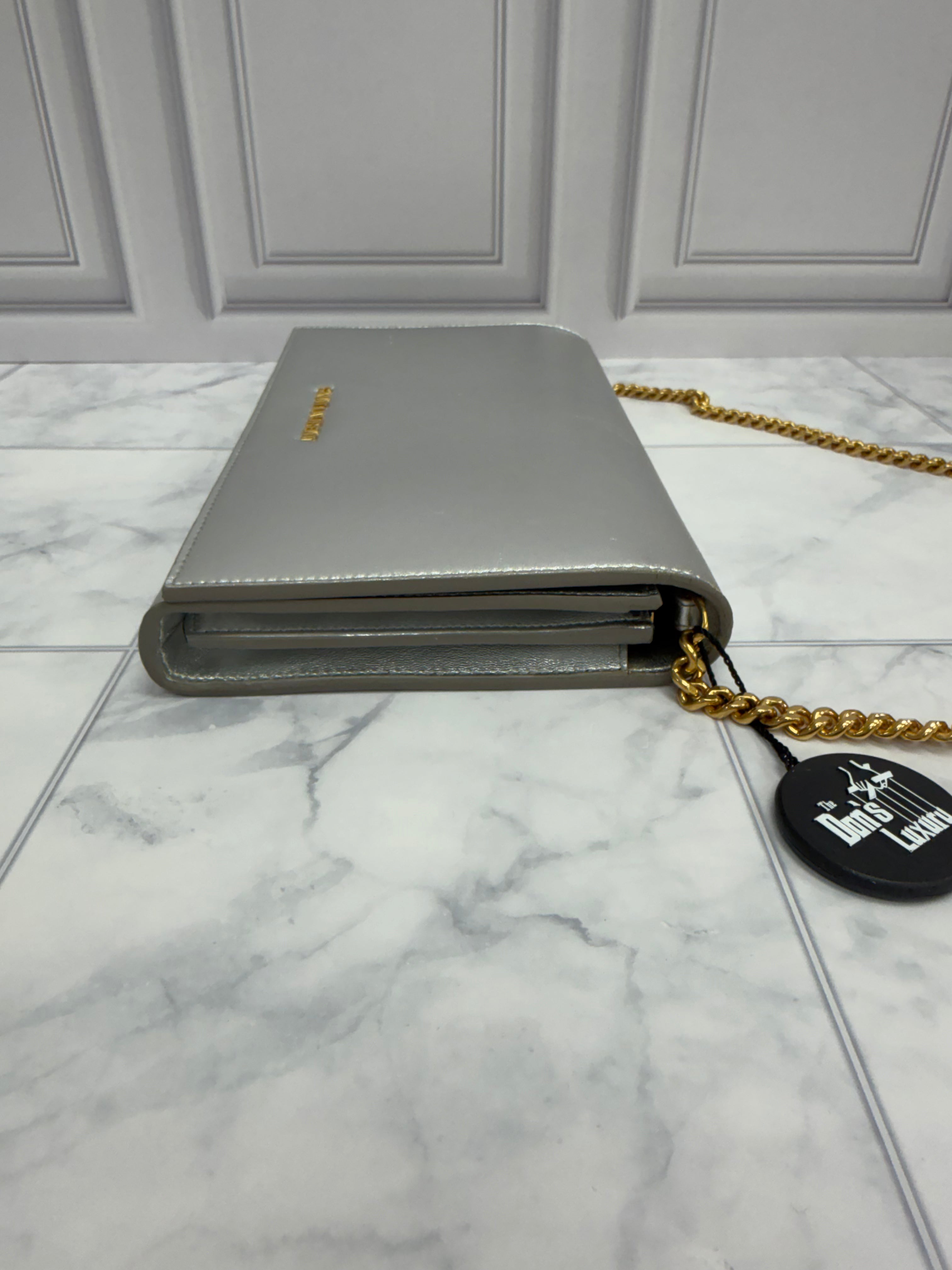 *DONS DROP* Saint Laurent YSL Metallic Silver Calfskin Chain Shoulder Bag