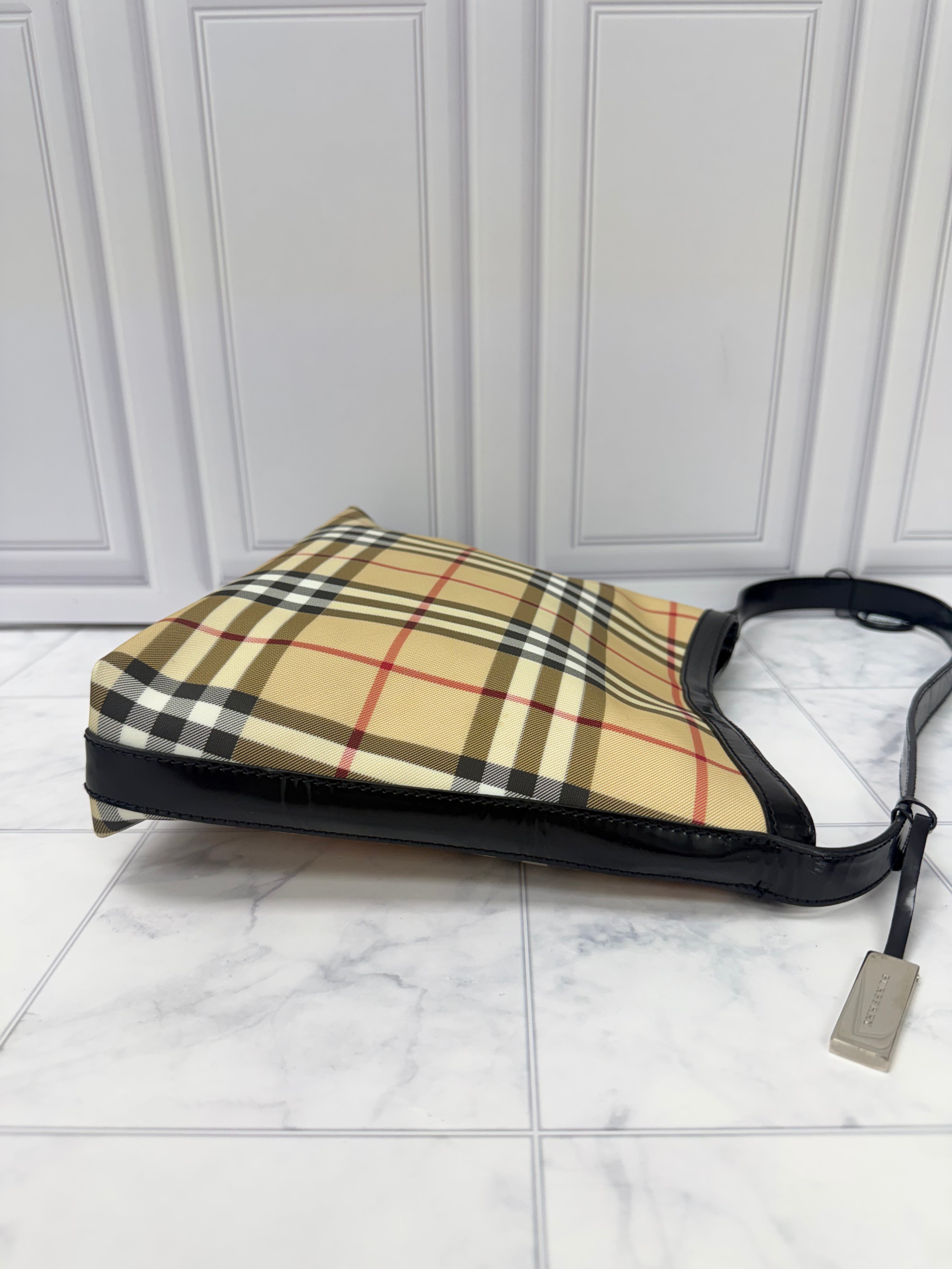 Burberry Beige Novacheck Canvas Shoulder Bag