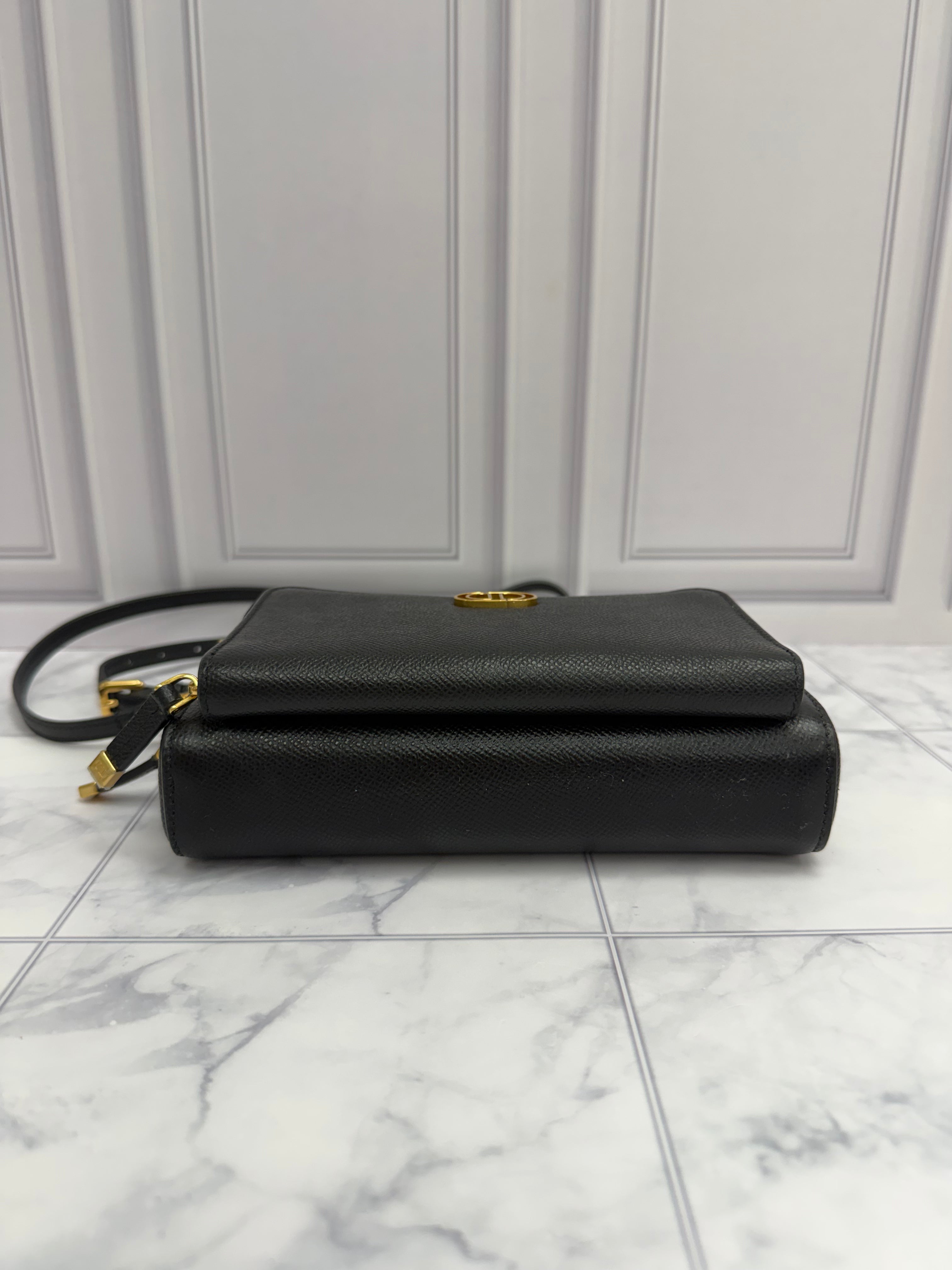 *DONS DROP* Christian Dior Black Leather Caro Double Crossbody Bag