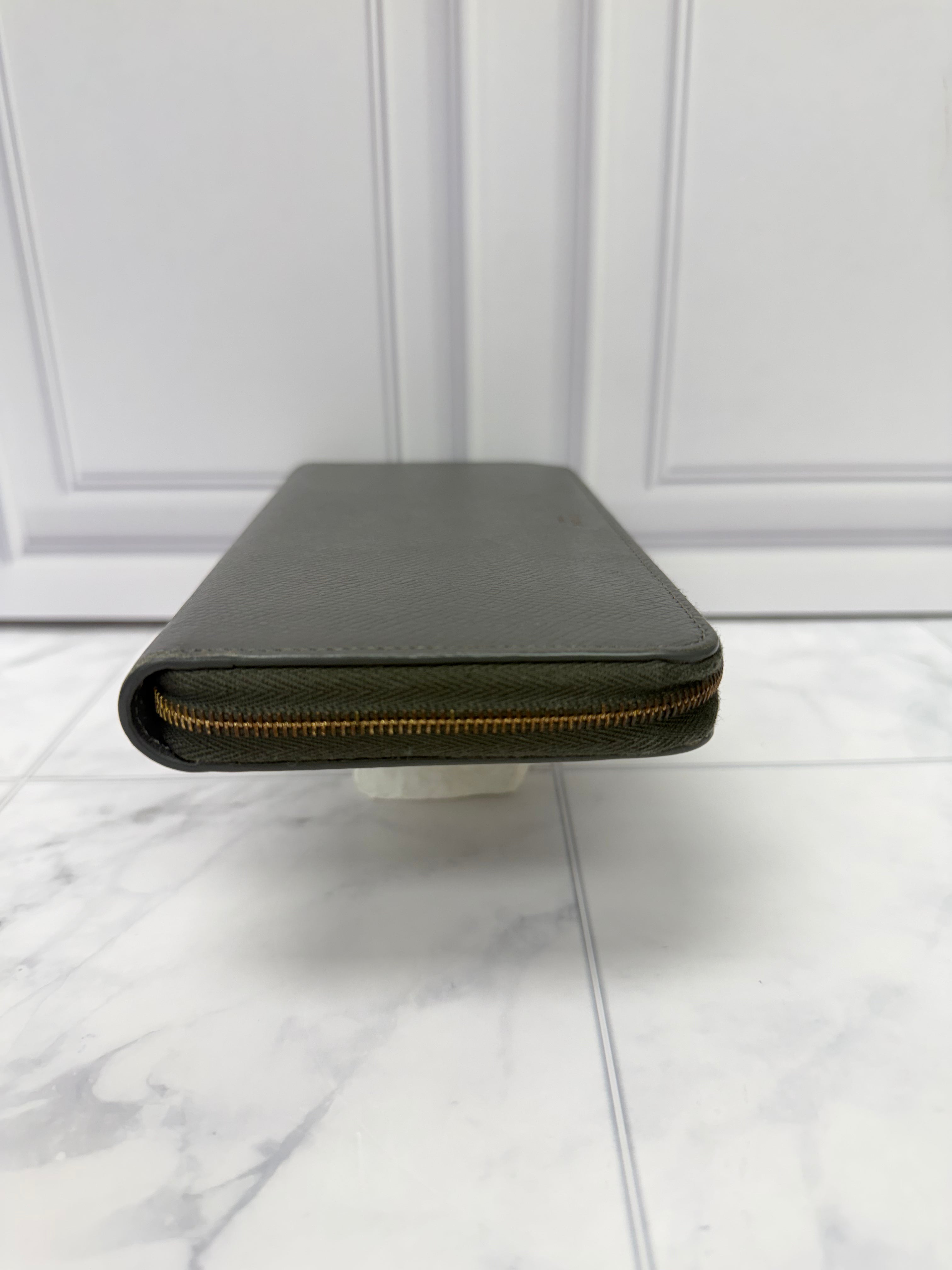 Celine Grey Grained Leather Zippy Wallet